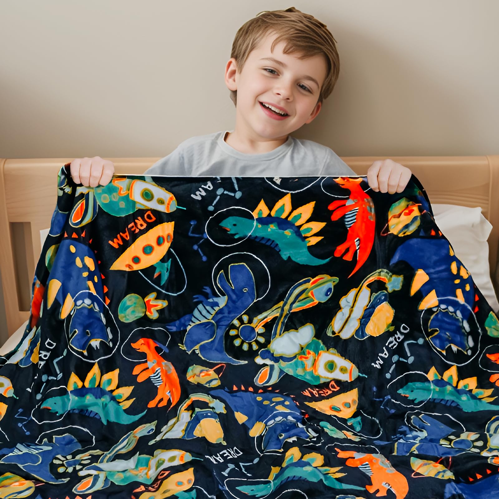 ZonLi Dinosaur Blanket Soft Throw Toddler Fleece Blanket 40x50 Inches - Flannel Blanket for Boys and Girls,Cute Cartoon Design,Ideal for Crib, Bed, Travel, for Christmas,Birthday,Easter