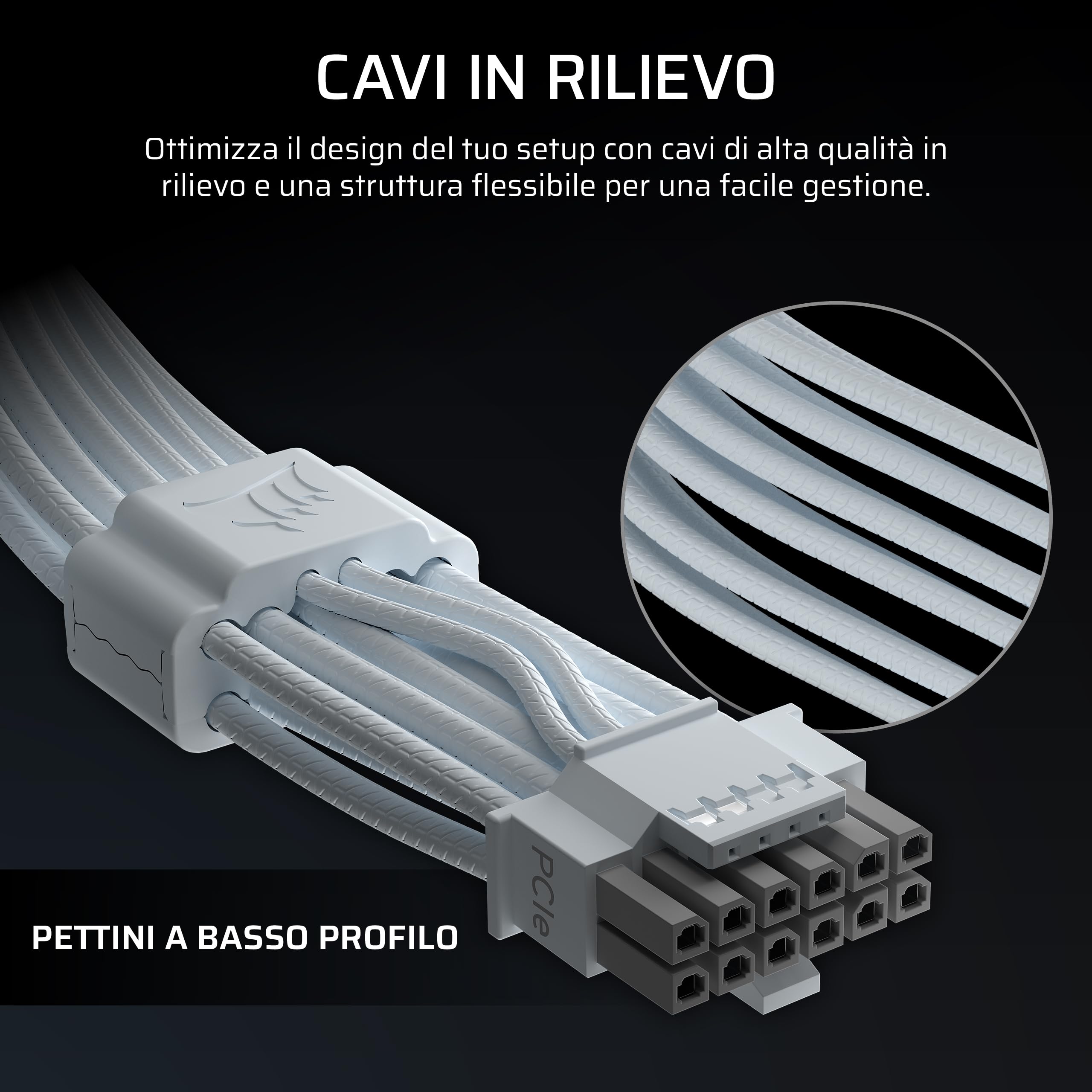 Corsair ThermalProtect PCIe 5.1 600W 12V-2x6 Cavo – Bianco | Protezione da sovratemperatura (OTP) integrata, Compatibile con alimentatori dotati di connessione 12V-2x6