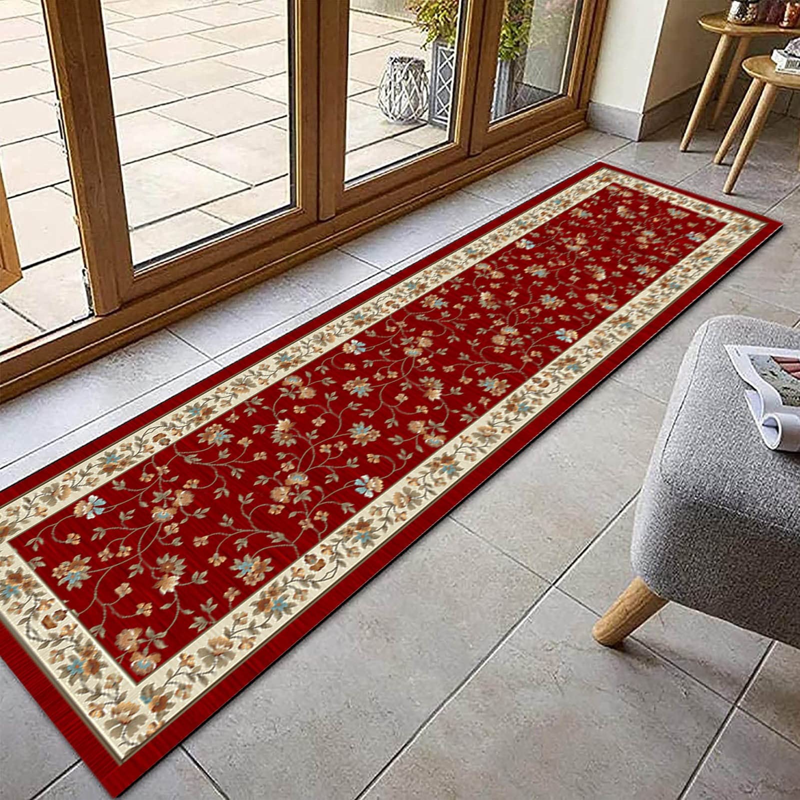 Red Runner Rug for Hallway Traditional Carpet Runners for Entryway Stairs Hall Corridor Area Rugs,100cm 1.5m 2m 250cm 300cm 4m 5m 6m Long Carpets (Size:80x300cm/2.6ftx9.8ft)