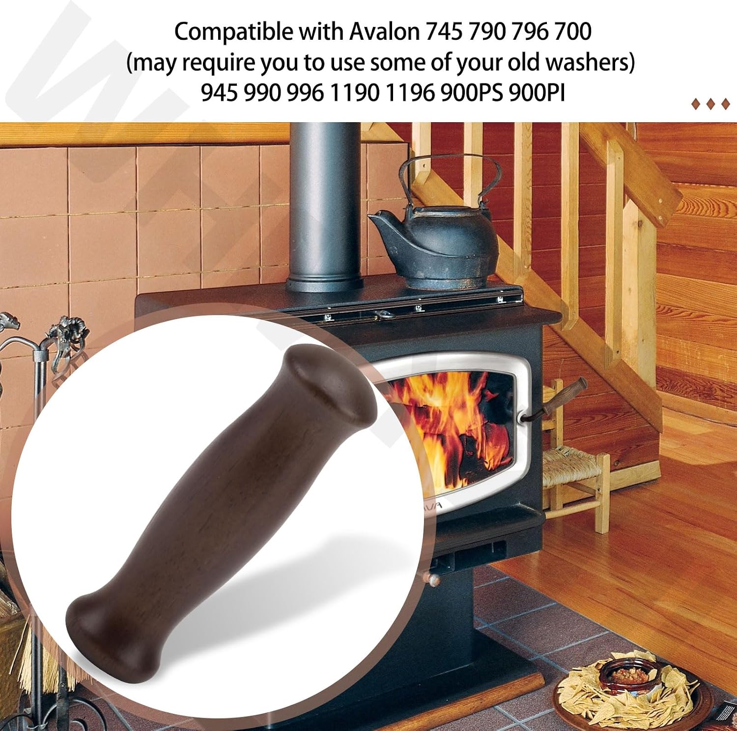 250-00594 Wooden Handle Compatible with Avalon Olympic Stove & Insert 700 745 790 796 945 990 996 1190 1196 900PS 900PI
