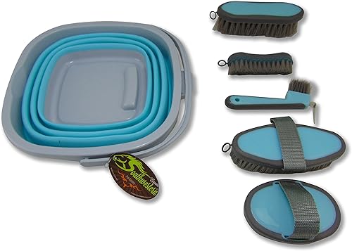 Miniatura 3 de Southwestern Equine - Kit de aseo plegable de 10 litros y 5 herramientas de aseo (turquesa)