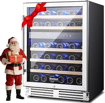 BODEGA 24 inch Wine Cooler, 46 Bottle, Under Counter Wine Cooler 24'' with Adjustable Shelves, Built-in Wine Refrigerators Free standing, Energy Efficient, Dual Zone Wine Fridge for Home Bar Office