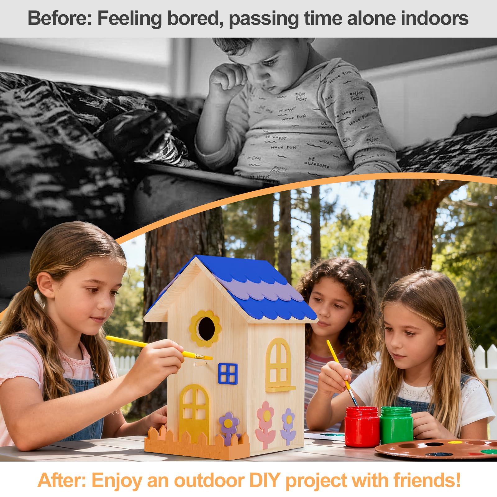 JAZUIHA Vogelhaus Bausatz XXL - DIY Holzhaus Bastel Set zum Zusammenbauen | Hängender Nistkasten für Garten, Hof, ideal für Dekoration und Geschenke. Perfekt zum Bemalen und kreativen Gestalten.