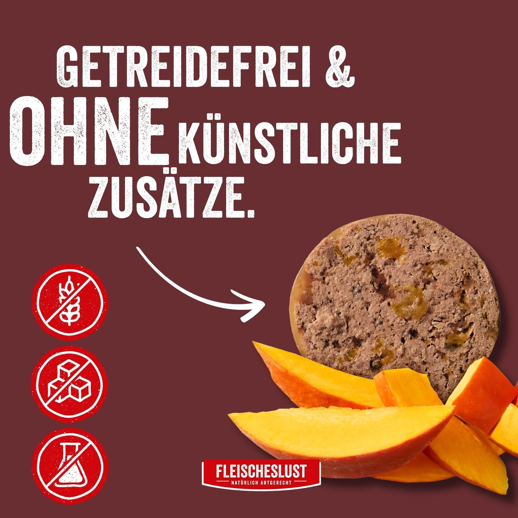 Fleischeslust Hundewurst, Purer Büffel mit Kürbis als Futterbox (6x800g), Sensitive Nassfutter-Wurst schnittfest & getreidefrei, Hundefutter für ausgewachsene Hunde