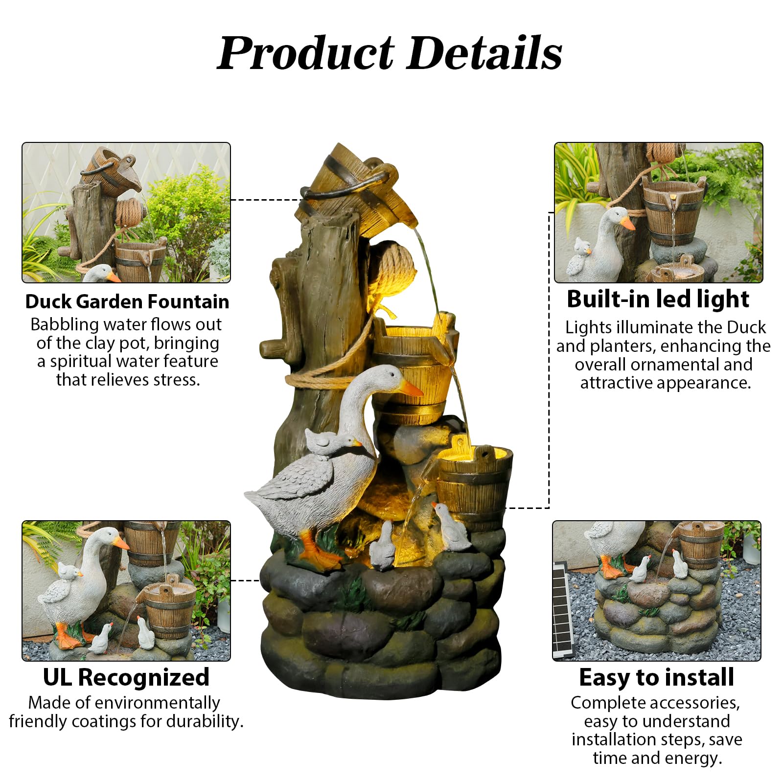 Bumilgar 81 CM Solar Outdoor Garden Water features - Image 3