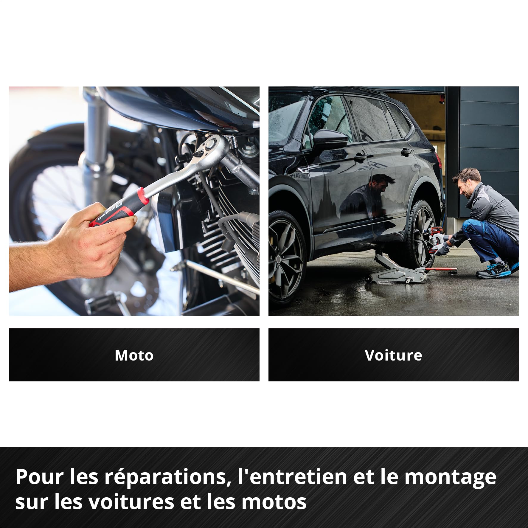 Original Einhell E-Case coffret à outils 121 pièces automobile (pro automobile, jeu de douilles, douilles porte-embouts, embouts impact, douilles bougie, cliquets réversibles, coffret système)