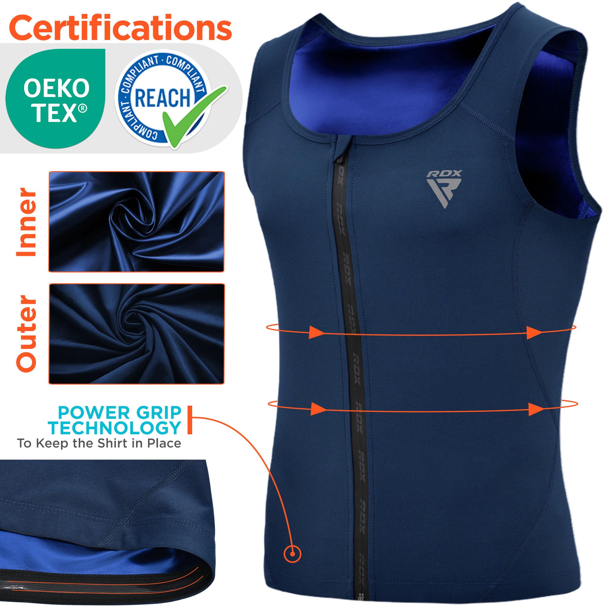 RDX Herren Sauna Shirt Sauna Weste Schwitzanzug Herren Body Shaper Workout Hot Tank Top Bauch Abnehmen Shapewear