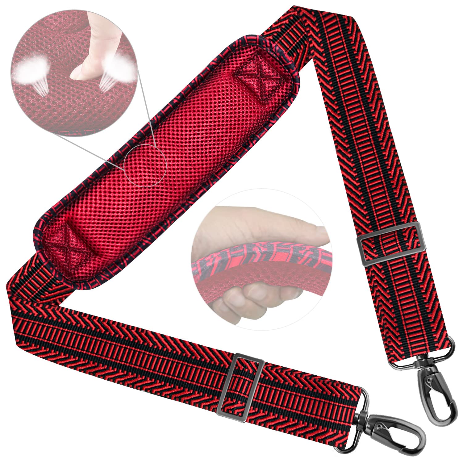 ZINZ Shoulder Strap 58" Ultra-Thick Fixed Padded and Adjustable Buckles Crossbody Strap for Briefcase Laptop Bag Luggage