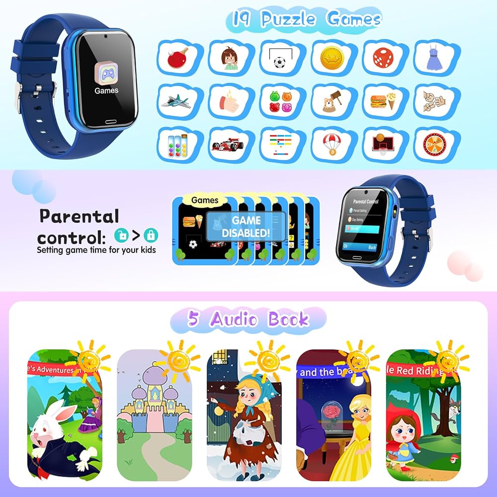 Montre Intelligente Enfants Qcwwy Téléphone Musique Caméra - Modèle Bleu Garçons Filles