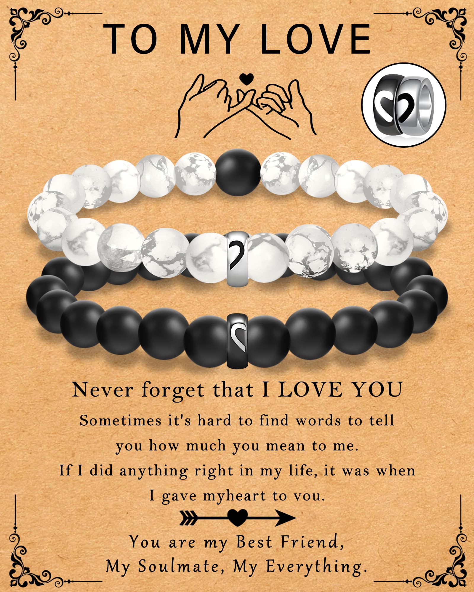 Natural Stone Bracelet Gifts for Girls Women, Inspirational Encouragement Gifts for Women, Heart Bracelets as Birthday Gifts for Teen Girls with Message Card