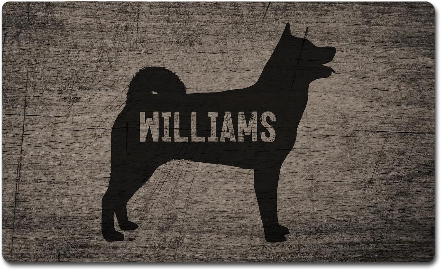 Custom Rustic Wood Style Doormat Funny Dog Australian Shepherd Silhouette Door Mats Non-Slip Floor Mat Indoor Outdoor Entryway Home Decor Pet Lover Gifts Welcome Rug