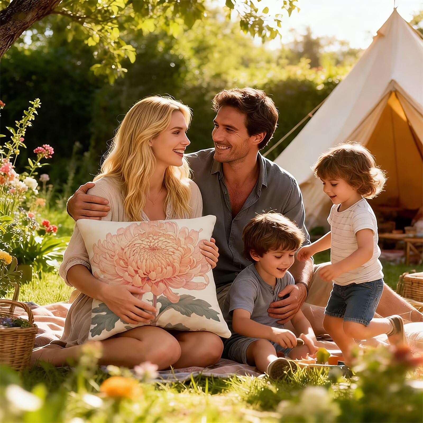 Generisch Outdoor Kissen Wetterfest 65x65cm Blume Dekokissen Kissenbezüge Botanischer Kissenhülle Sommer Sofakissen für Wohnzimmer Schlafzimmer Garten Dekorative 2er Set. P-1065