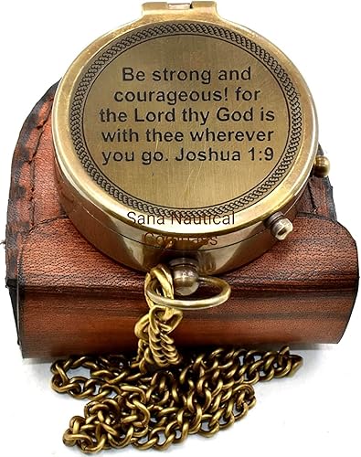 Miniatura 2 de Brújula de cadena de bolsillo grabada Your Tommy Your Tubbo Brújula de latón con estuche de cuero y cadena grabada Brújula de campamento de latón