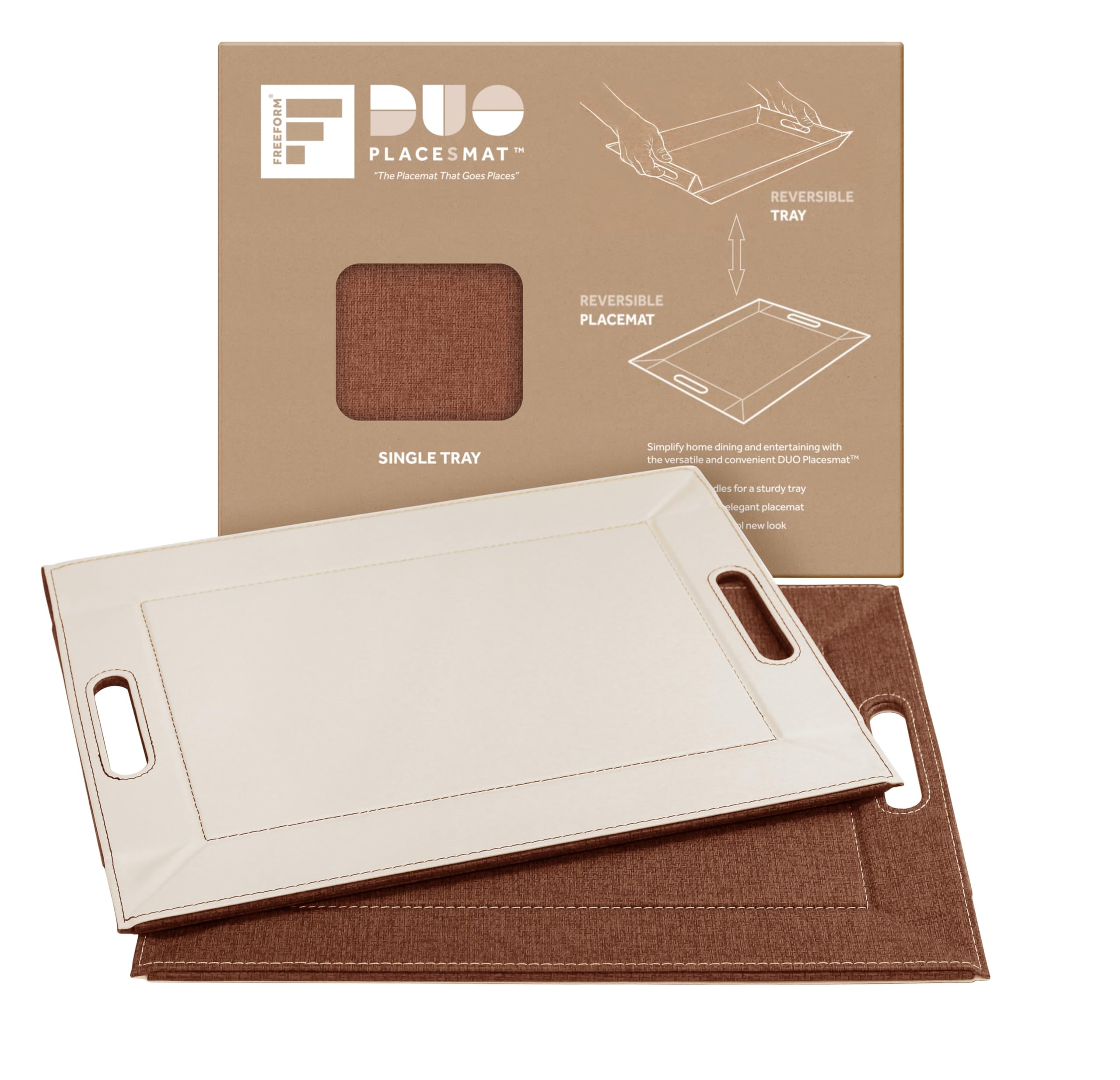 2-in-1 Serving Tray &amp; Placemat | Faux Leather &amp; Reversible