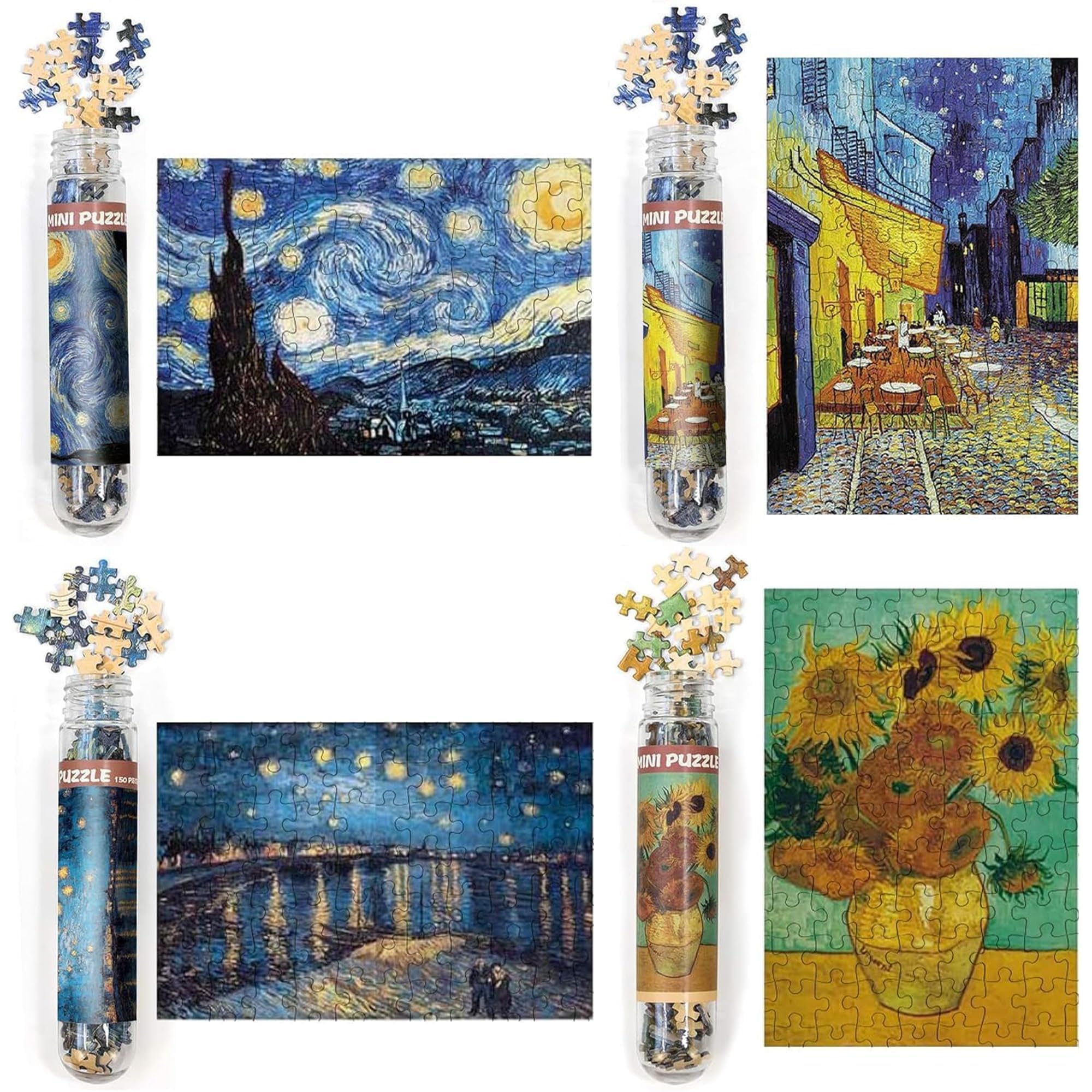 4 Pack Mini Puzzle for Adults, 150 Pieces, Small Test Tube Package - 6"x4"