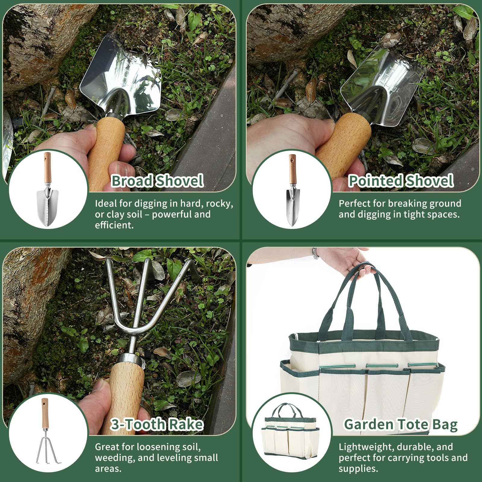 Set di Attrezzi da Giardinaggio Personalizzati, Kit di Forniture da Giardinaggio, Regali da Giardinaggio per Donne, Borsa Organizzatore per Attrezzi da Giardino con Fiore di Nascita e Nome