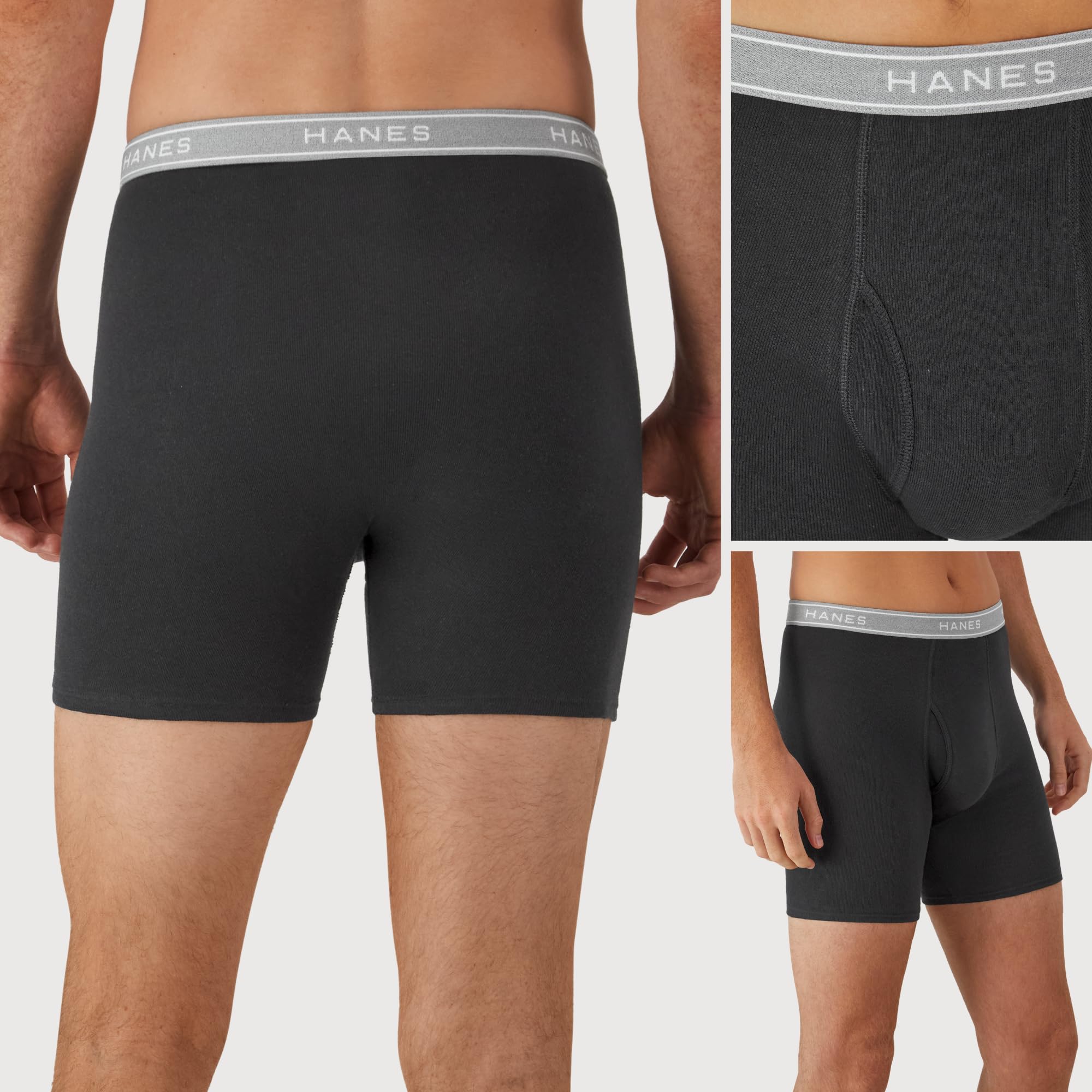 Hanes mens Underwear Boxer Briefs Pack, Cool & Breathable Cotton Moisture-wicking Underwear for Men, No Ride Up - 4