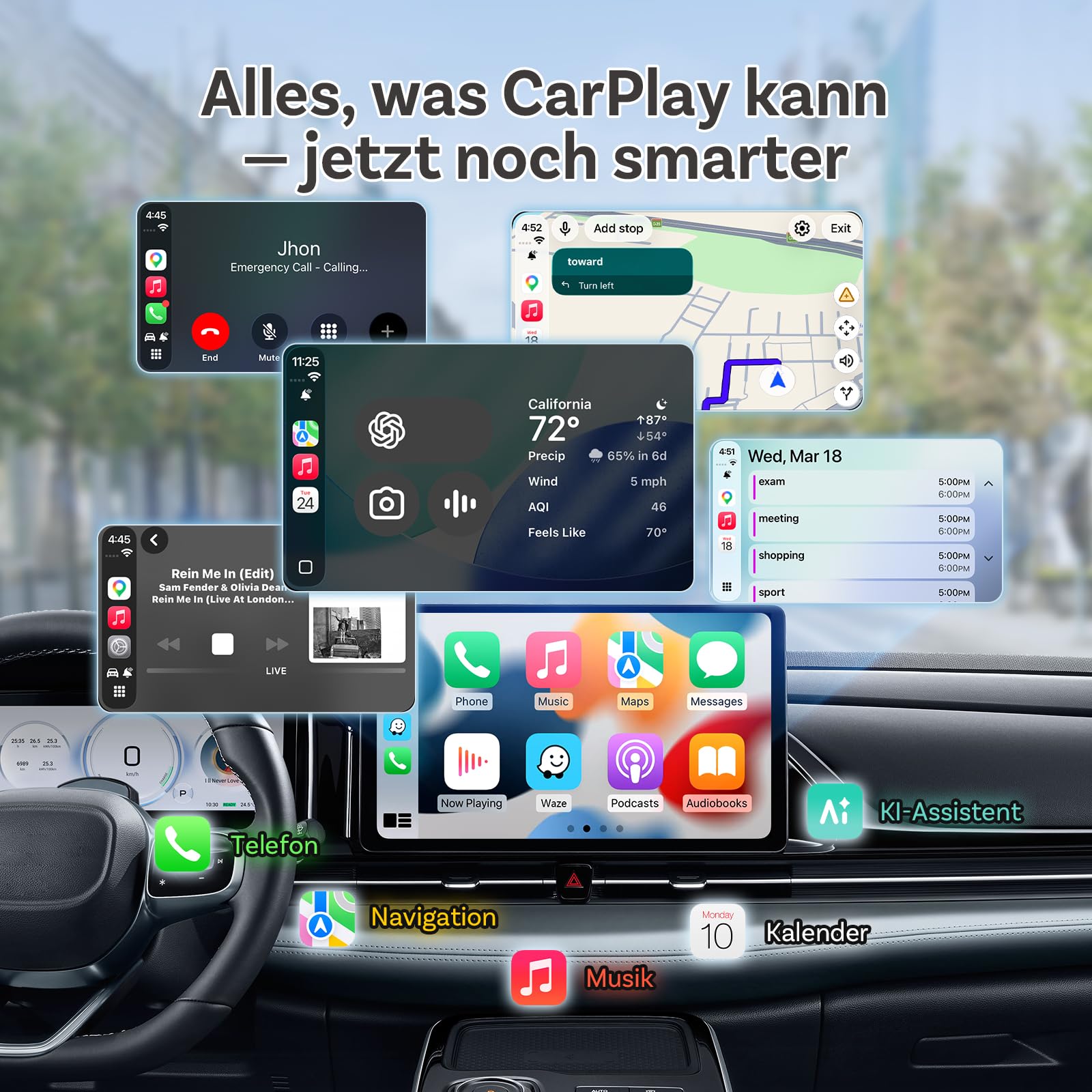 2025 Neueste OTTOCAST Mini, Wireless Carplay Adapter für iPhone, Android Auto Adapter Konvertieren Sie Kabelgebundenen zu Kabellosen Carplay, Kompatibel mit Autos nach 2016 mit Wired CarPlay und AA