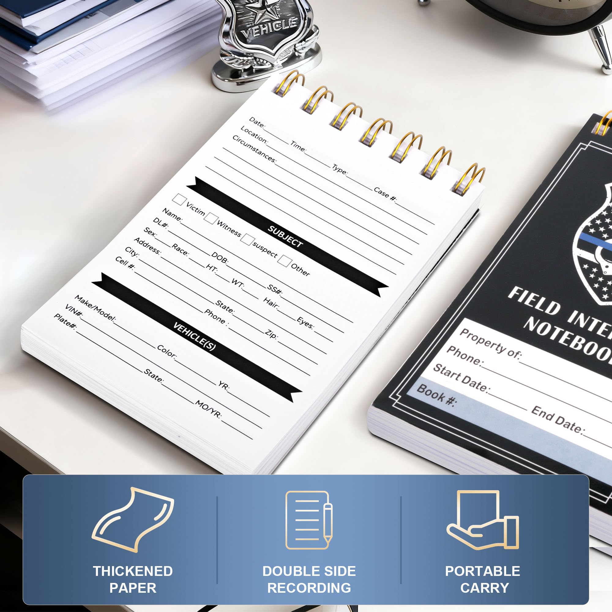 Quaderno per interviste sul campo di polizia, blocco note per incidenti e segnalazioni di incidenti, blocco note per rapporti sugli incidenti delle forze dell'ordine, quaderno per ufficiali EDC con