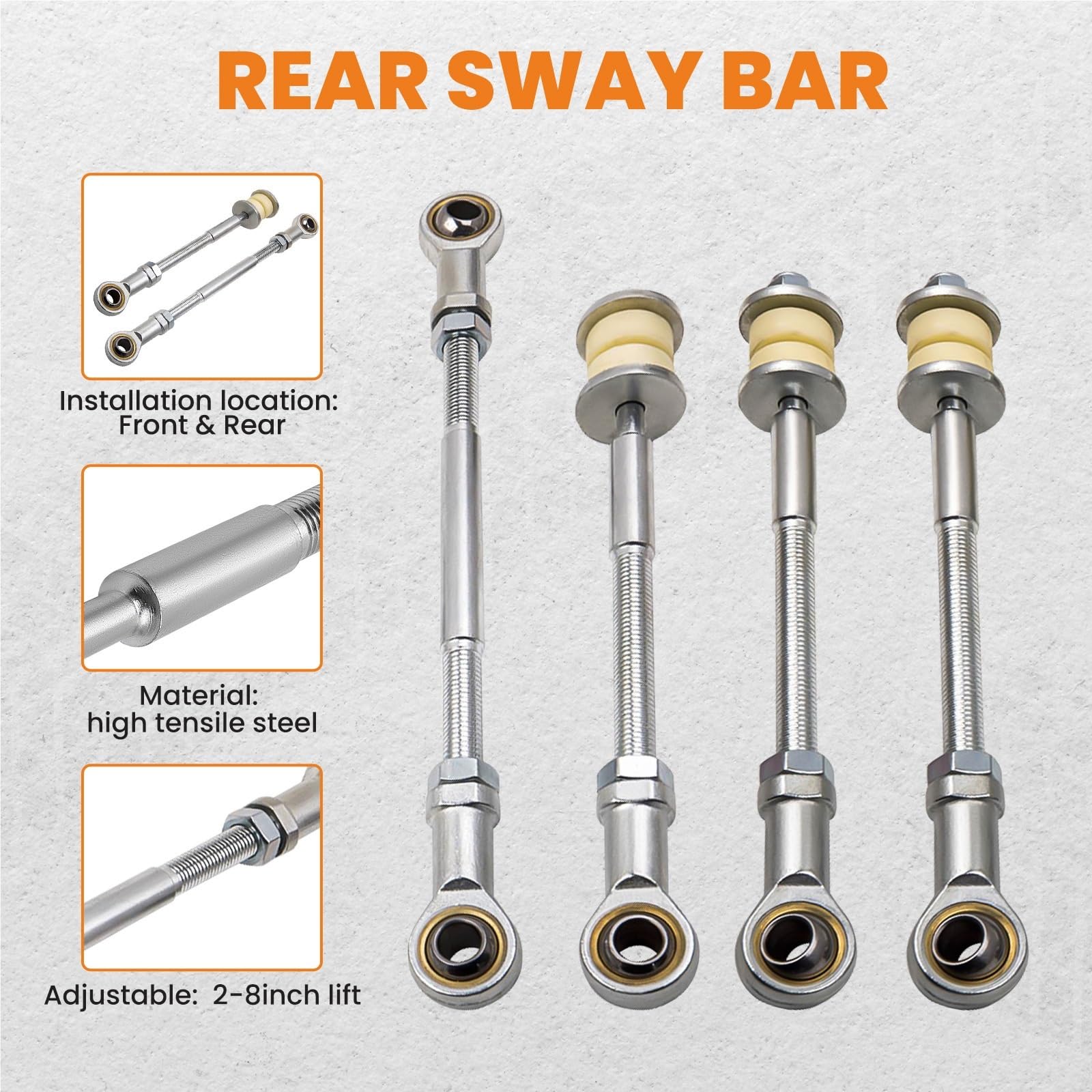 Suspensions Roues Kit d'extension de barres stabilisatrices renforcées (4 avant et arrière) pour Nissan Patrol GU Y61 (rehausse 2 à 8 pouces)