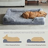 Vista 7 de WNPETHOME Camas para perros grandes, cama lavable para perros, sofá cama para perros con forro impermeable y parte inferior antideslizante, sofá