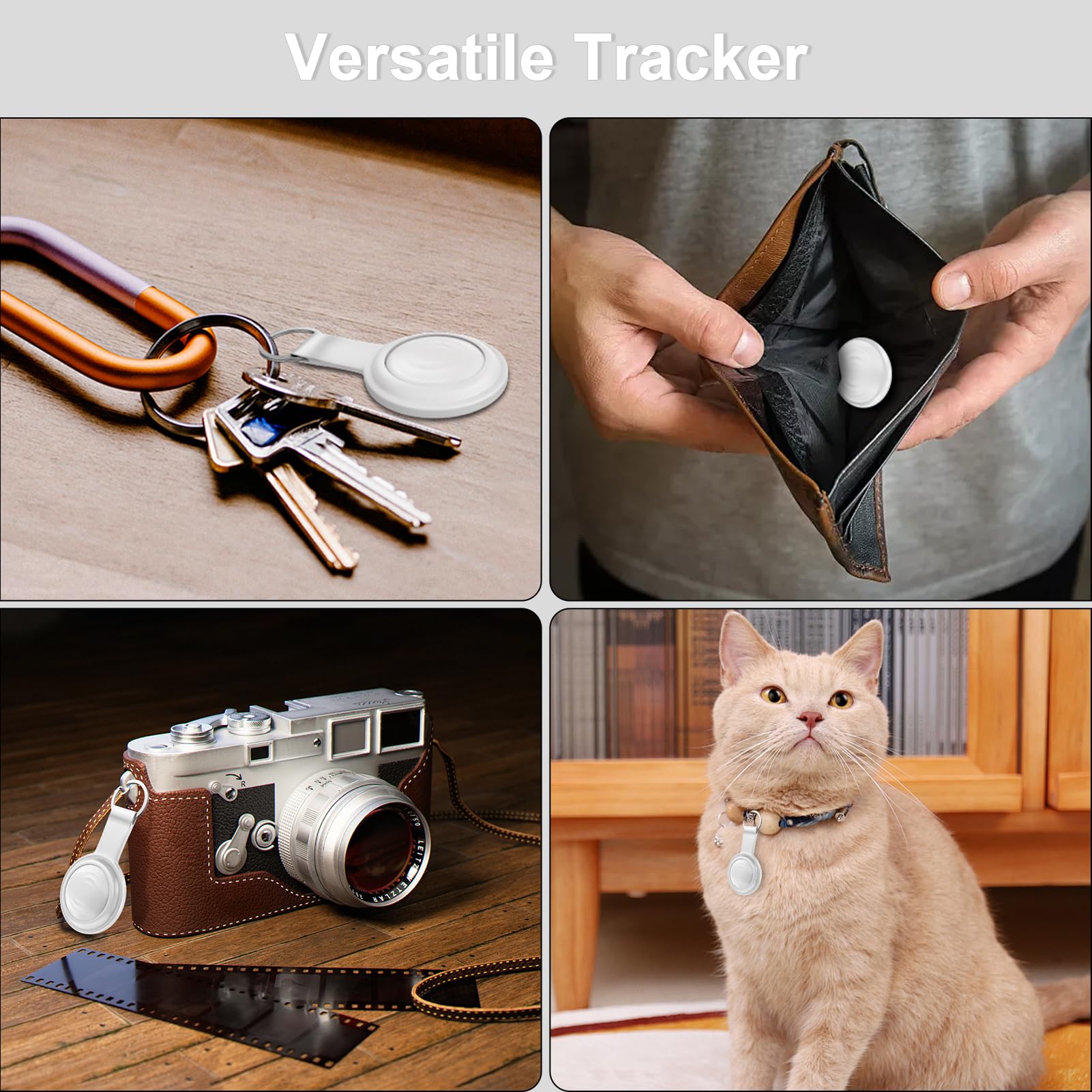 Lot de 4 localisateurs de clés, localisateur d'articles, fonctionne avec Apple Find My (iOS uniquement), étanchéité IP66, protection de la vie privée, mode perdu, localisateur de téléphone, pour sac,