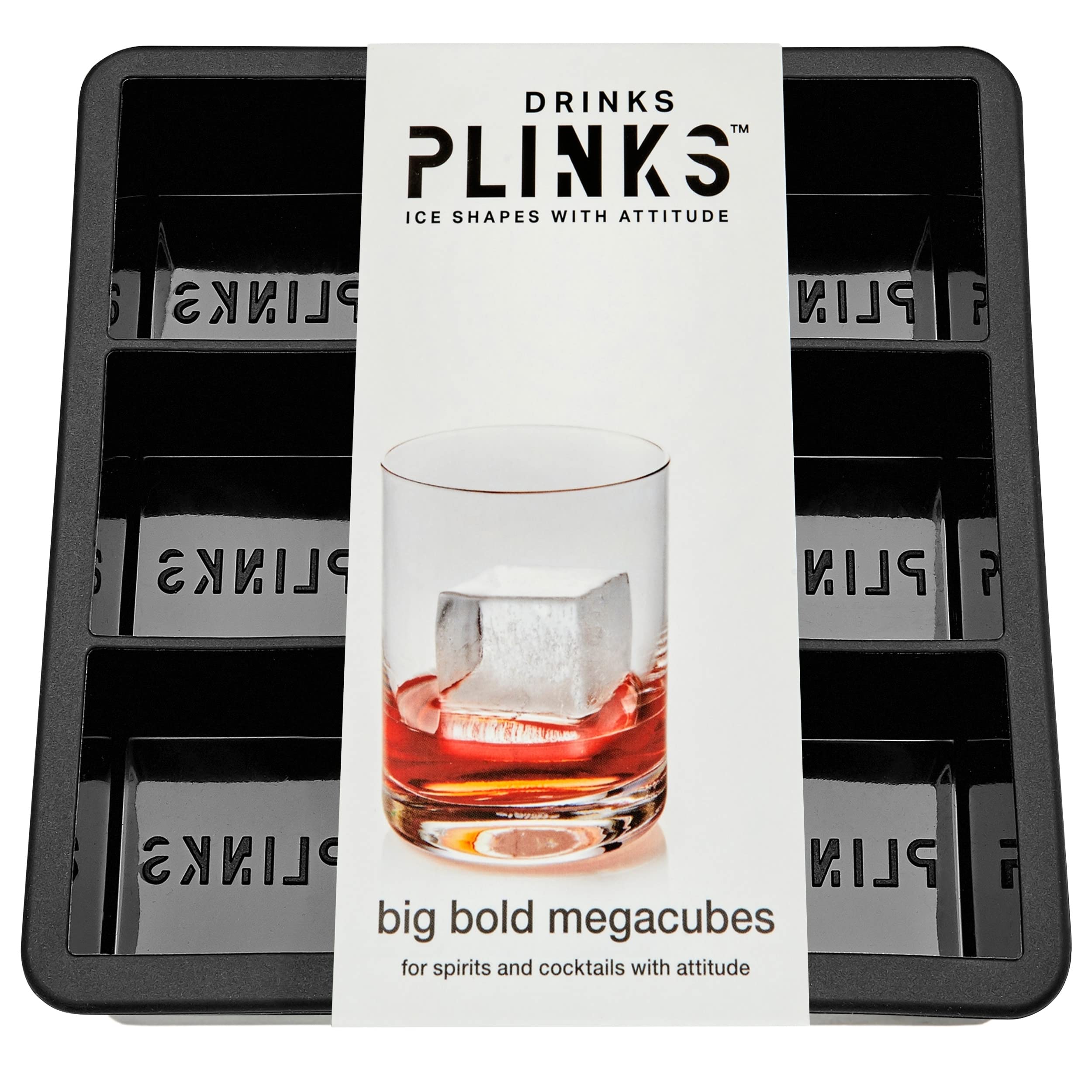 DRINKSPLINKS Ice Cube Tray Megacube Shaped Premium Silicone Mold Freezer Tray & Oven-Safe Meal Prep Container | Ice For Cocktails & Water Bottles | Meal Prep, Baby Food | Bartender Ice