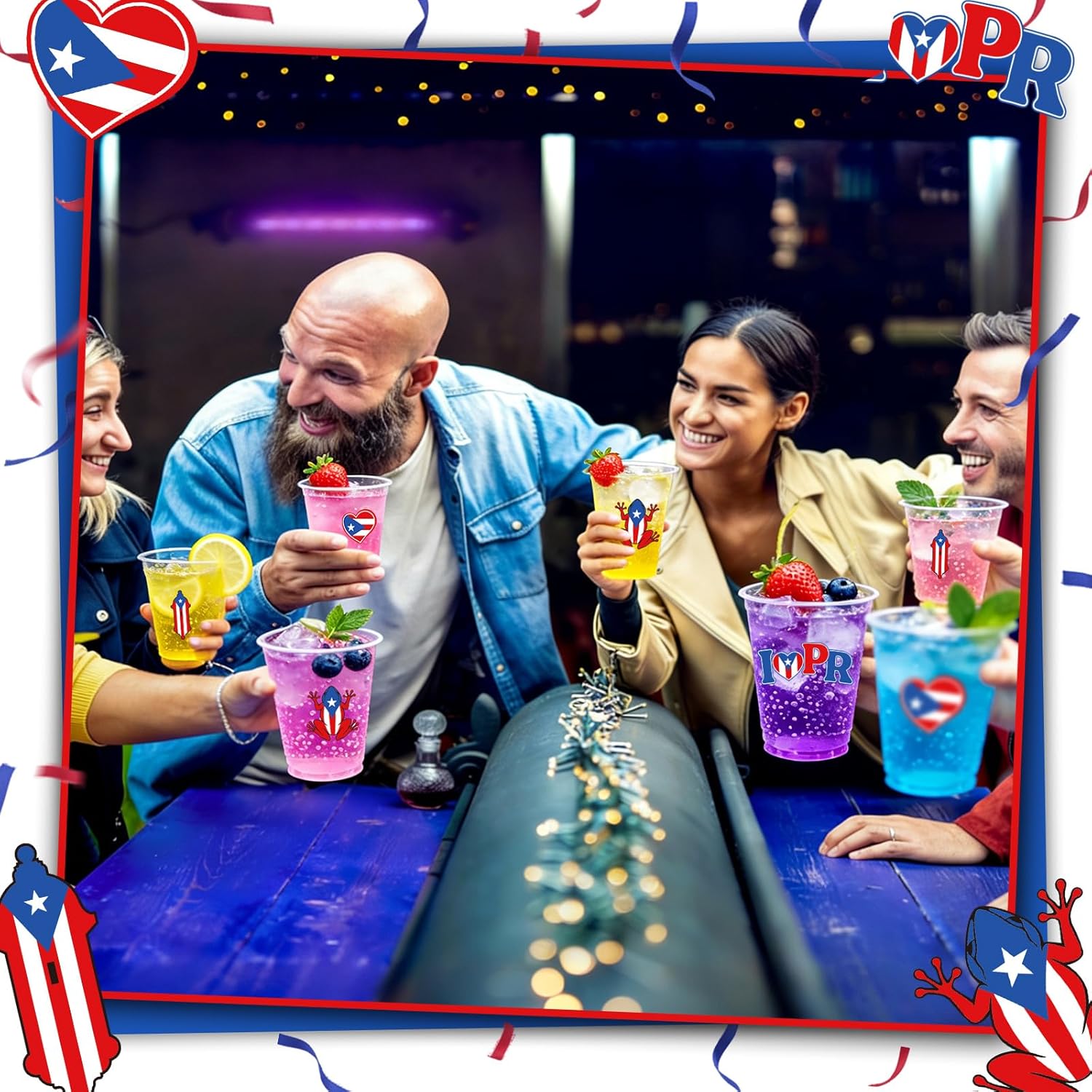Yungyan 100 Pcs 12 oz Puerto Rico Plastic Cups Bulk Puerto Rico Gifts Pride Party Favors Decoration Disposable Transparent Souvenirs Cups with Country Flag Symbols for Family Rican Pr Friends