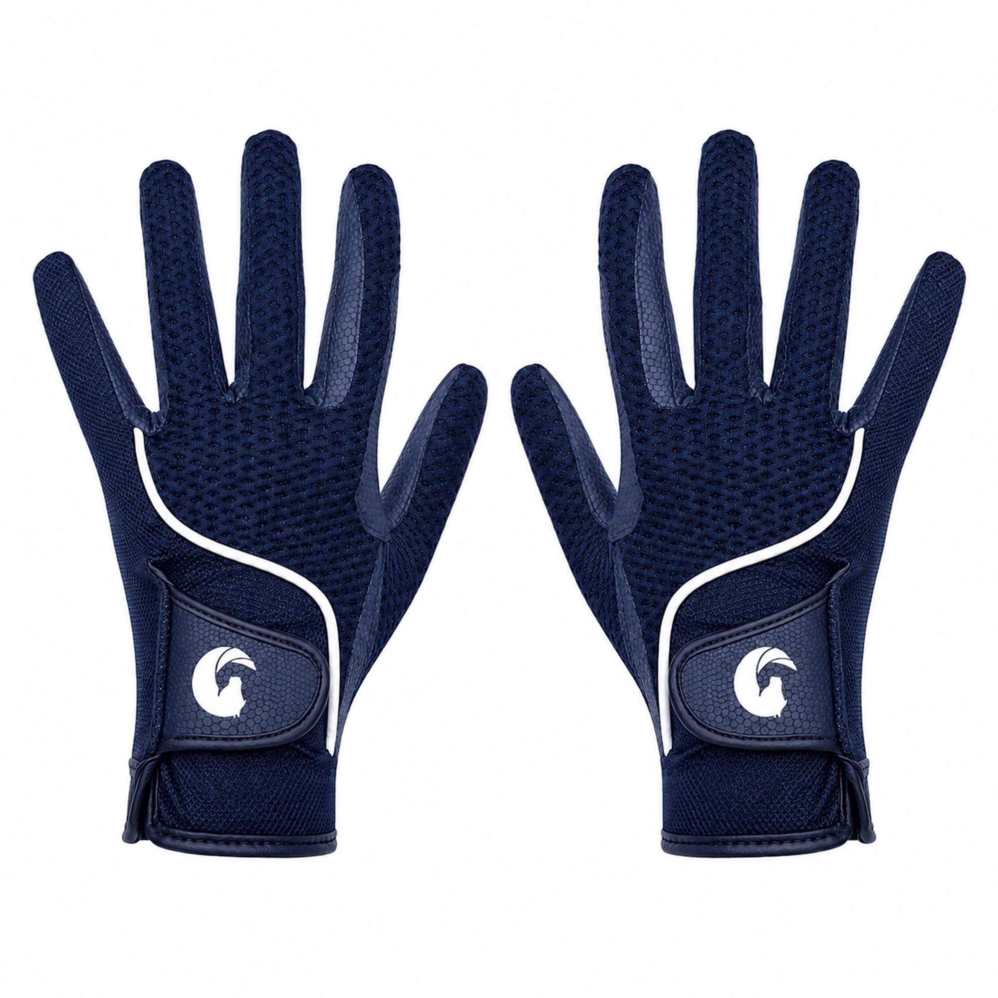 Oypla Coco Equestrian Blue (XL) Breathable 3D Mesh Synthetic Leather Horse Riding Gloves