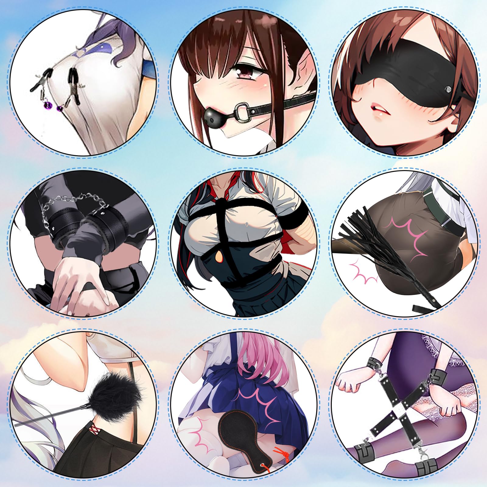 18 Piezas SM Bondage Kit, BDSM Restraints Kits con Máscara y Sexual Esposas, Erótico Set Juguetes Sexuales para Parejas Bondage Set Esposas para Principiantes y Experimentados