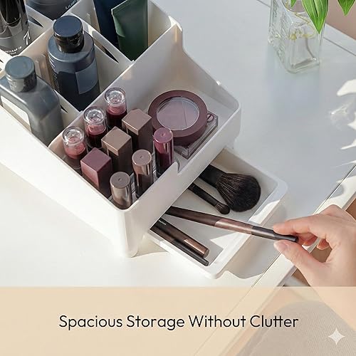 Miniatura 2 de carrotez Organizador de tocador de maquillaje para encimera de cosméticos para el cuidado de la piel, accesorios organizadores compartimentos