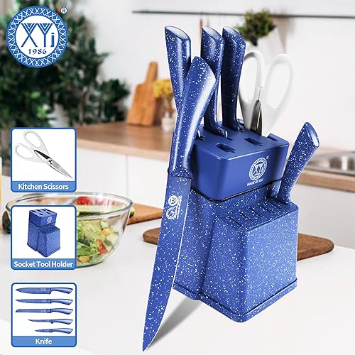 Miniatura 8 de XYJ Auténtico desde 1986, juego de cuchillos de cocina, juego de cuchillos de cocina de acero inoxidable con soporte para cuchillos, cuchillo de