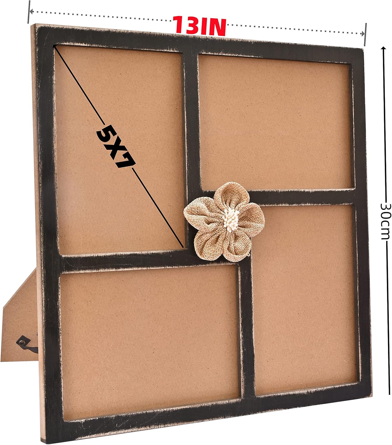 Collage Picture Frame 5x7 4-Opening Rustic Farmhouse Collage Photo Frames 4X6 with Mat Family Muti Frame for Wall Decor Hanging or Tabletop Display Black