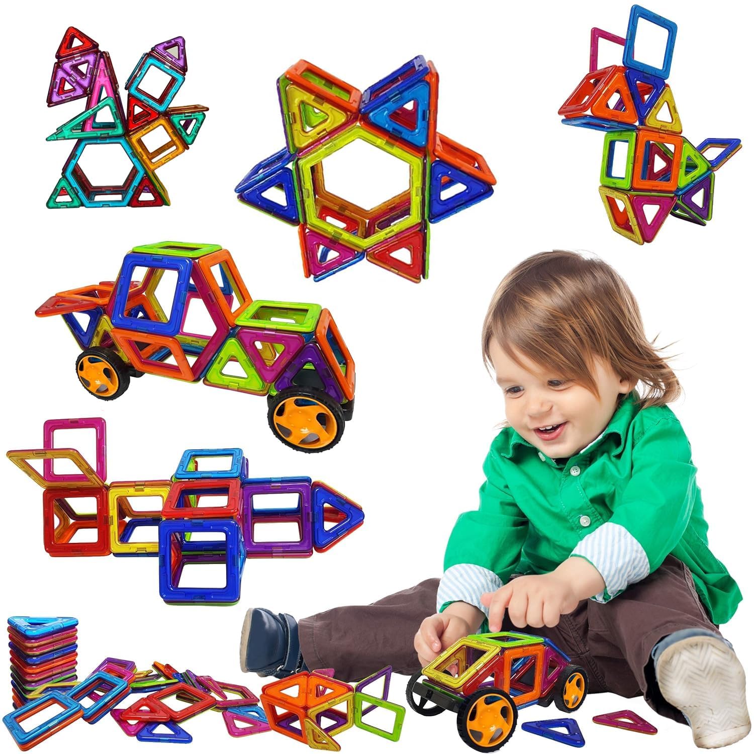 Tytan TILES 60-Piece Dinosaur Magnetic Building Set - STEM Educational Toy With Storage Bag
