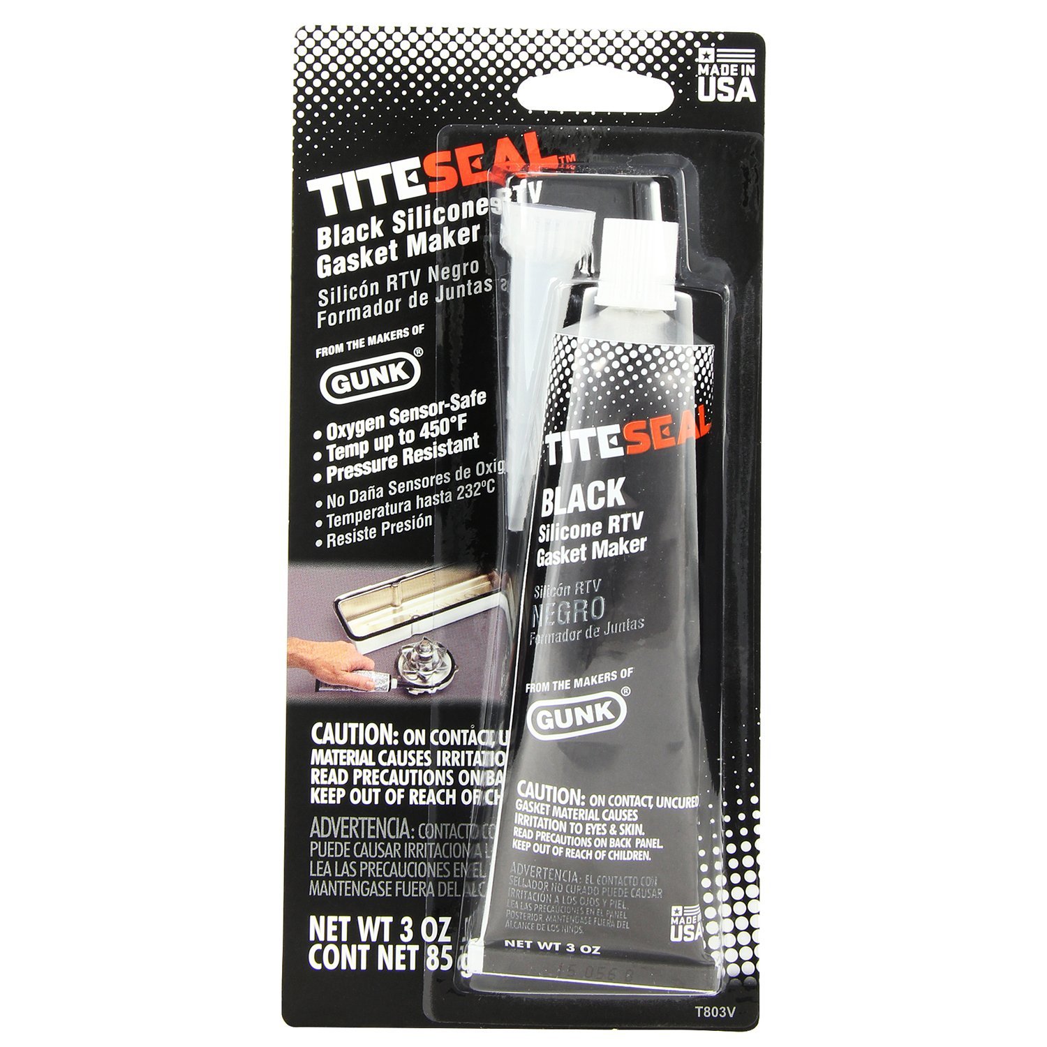 Tite Seal T803V12PK Black Silicone RTV Gasket Maker 3 oz, (Case of