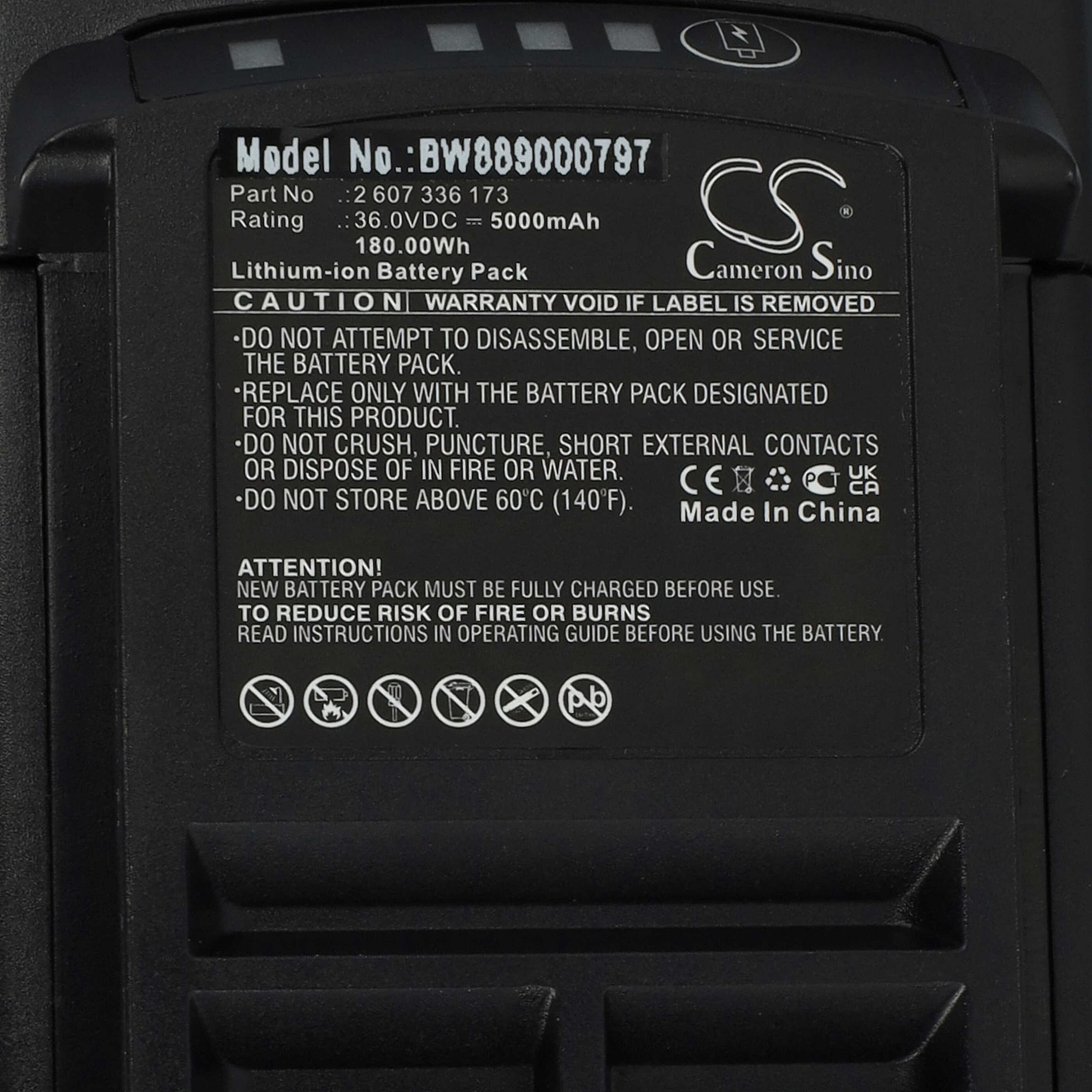 vhbw 1 x bateria kompatybilna z Honda HHH 36 AXB, HRG 416 XB PE, DP3660XA, HHT 36 AXB, HHB 36 AXB kosiarka ogrodnicza 5000mAh 36V Li-Ion