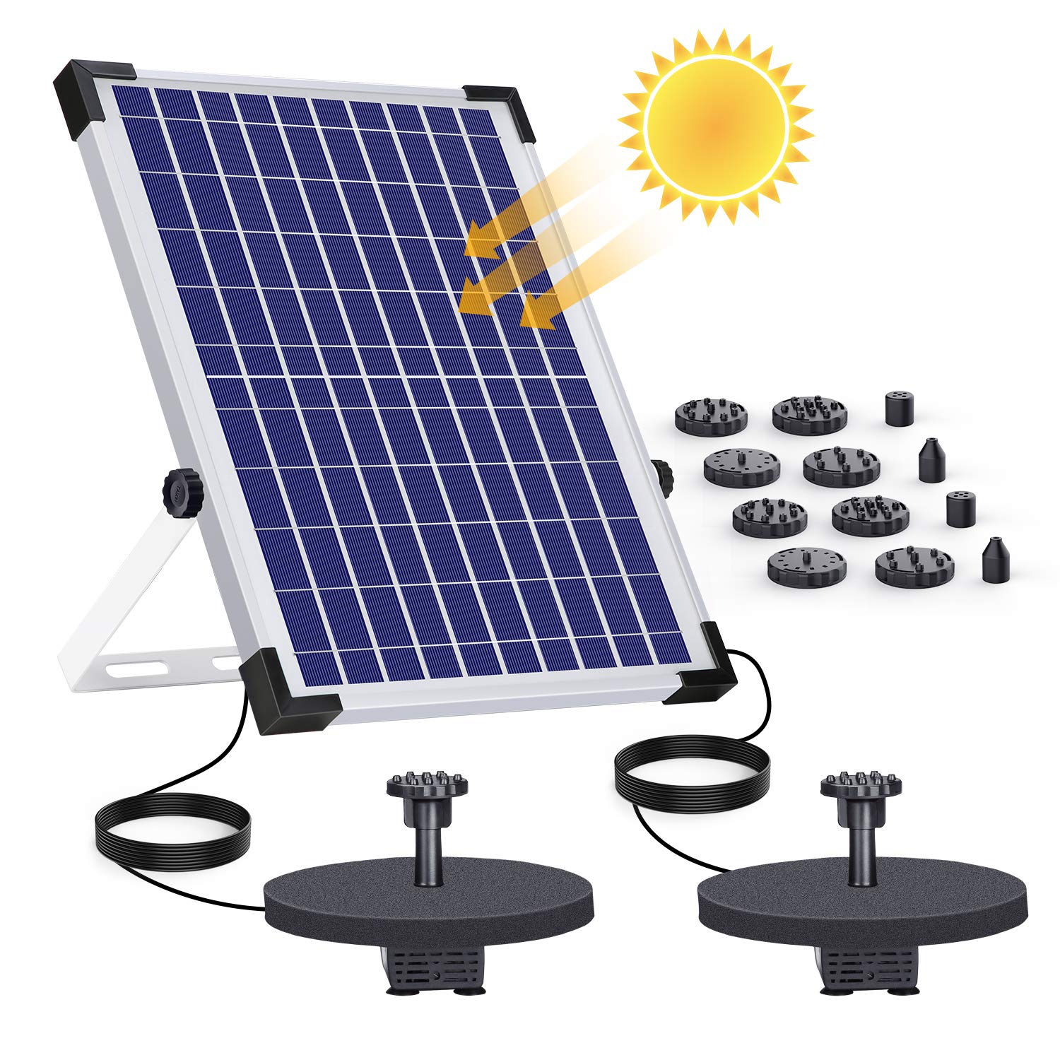 Aisitin 12w Solar Fountain Pump Solar Water Pump Floating Fountain Built In Battery With 12 Nozzles And Double Pump For Bird Bath Fish Tank Pond Or Garden Decoration Buy Online In India At