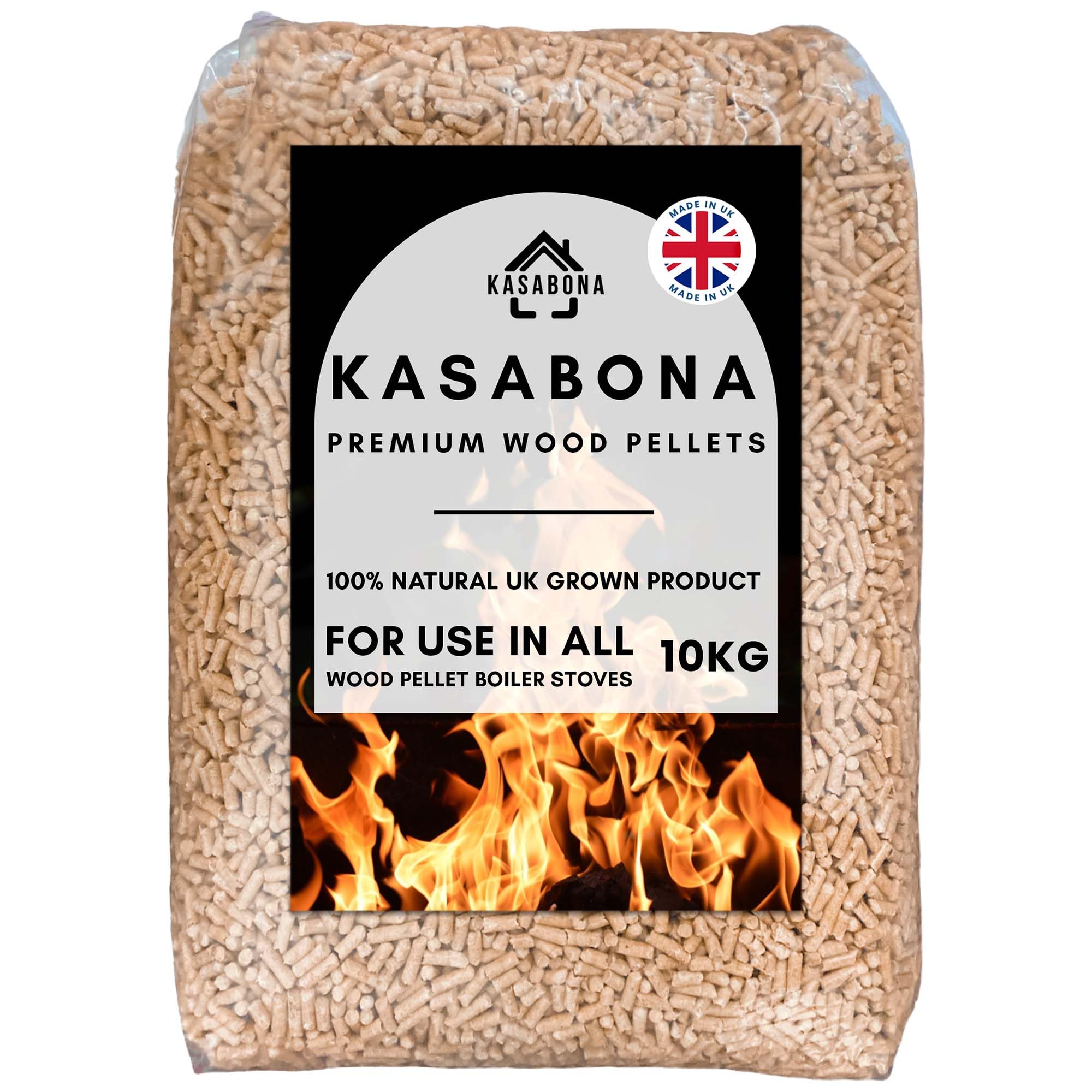 Kasabona 10kg Premium Wood Pellets QuickFire Heating Fuel for Biomass Stoves 100% Natural Softwood Odorless & Chemical-Free EN PlusA1 Certified Sustainable Heating Fuel (10KG)