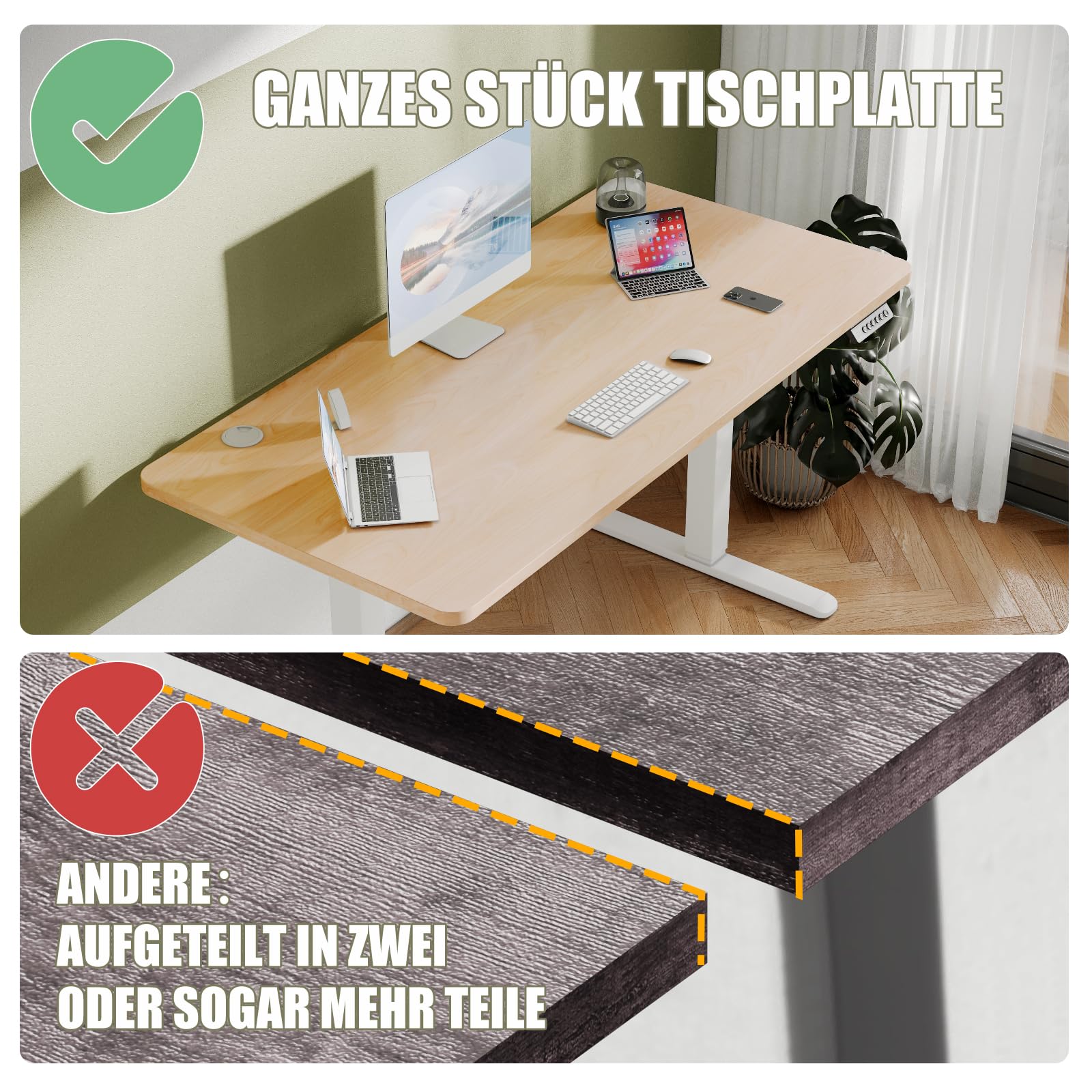 Flamaker desk desktop showing waterproof, non-slip, and easy-to-clean properties