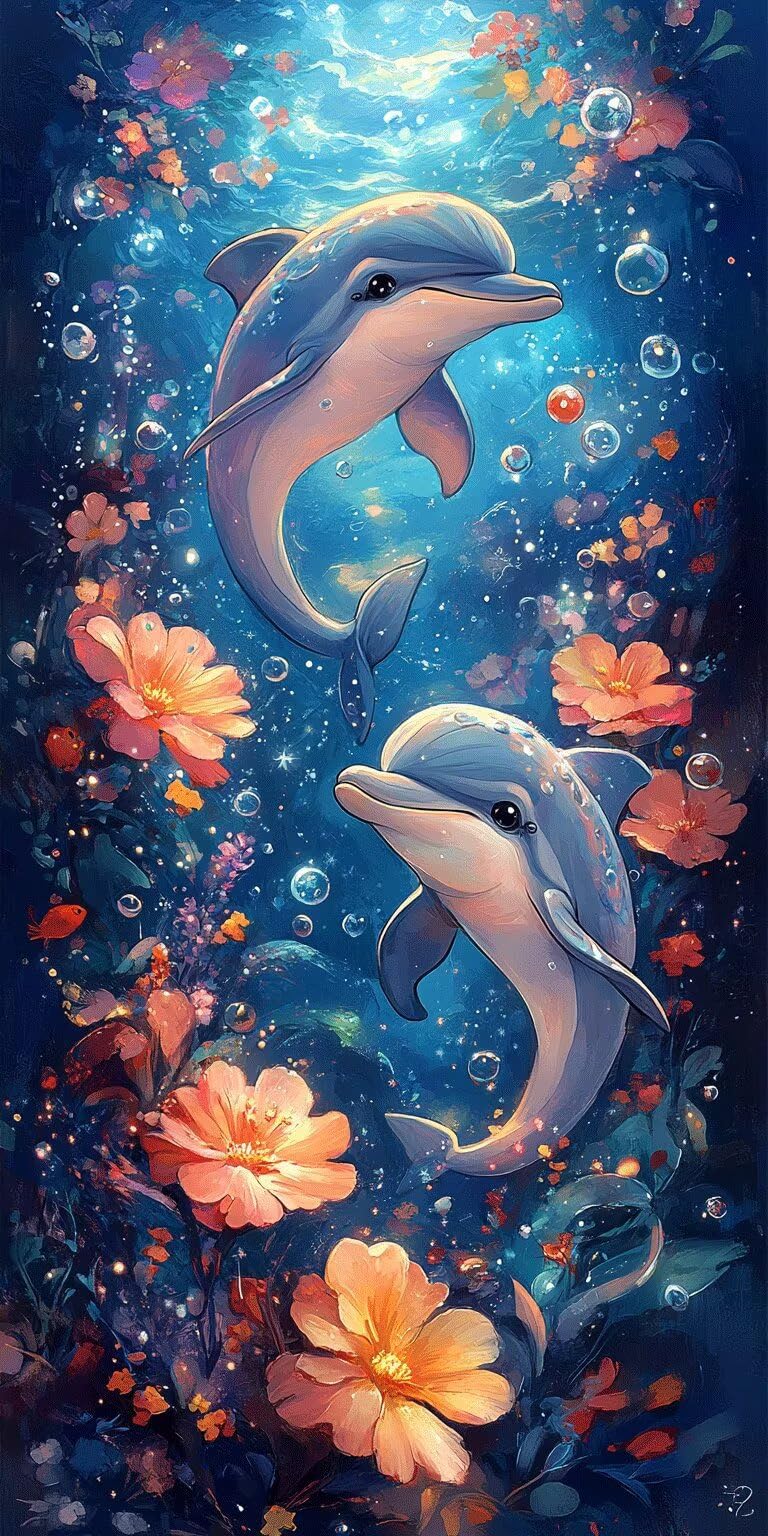 Delfines Pintar por Numeros 100x200cm Pintura Acrilica flor, k-127