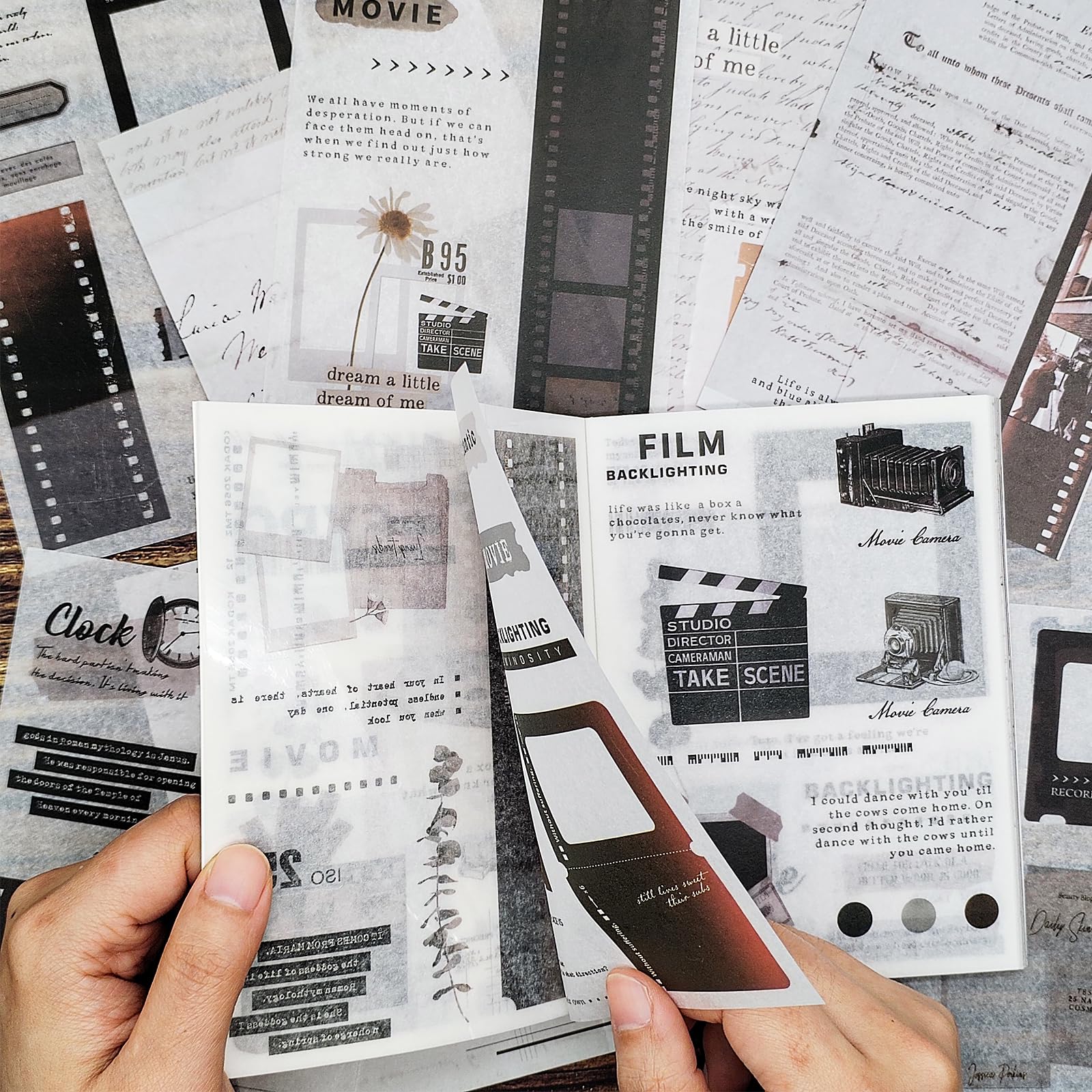 Vintage Scrapbooking Sticker & Paper Collection - 200pcs including Washi Stickers, Adhesive Papers & Ephemera for Journaling & Craft