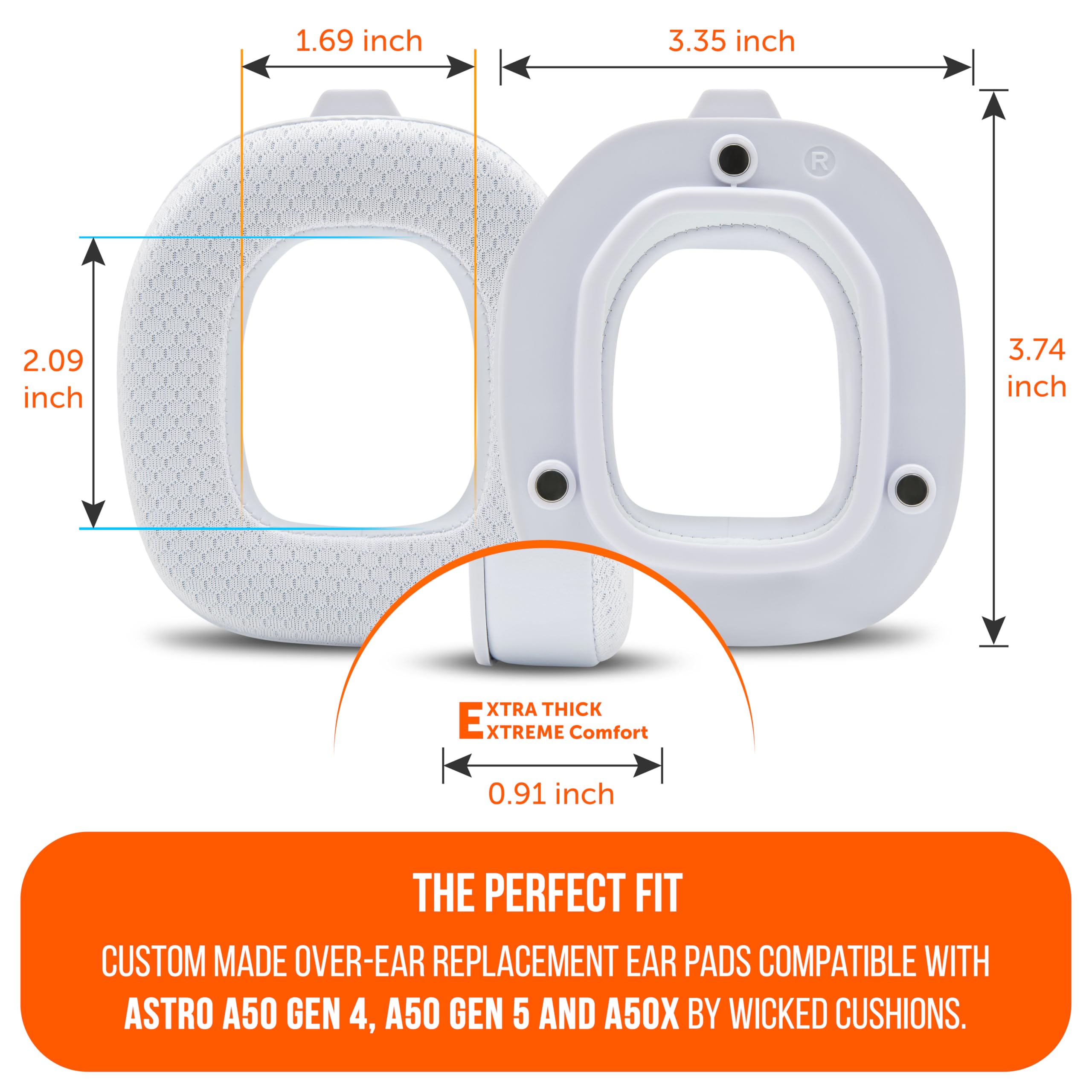 WC Mod Kit A50 – Kühlgel-Ohrpolster + Kopfbügelersatz für Astro A50 Gen 4, Gen 5 und A50X von Wicked Cushions | Verbesserter Komfort, Kühlung und Haltbarkeit | White
