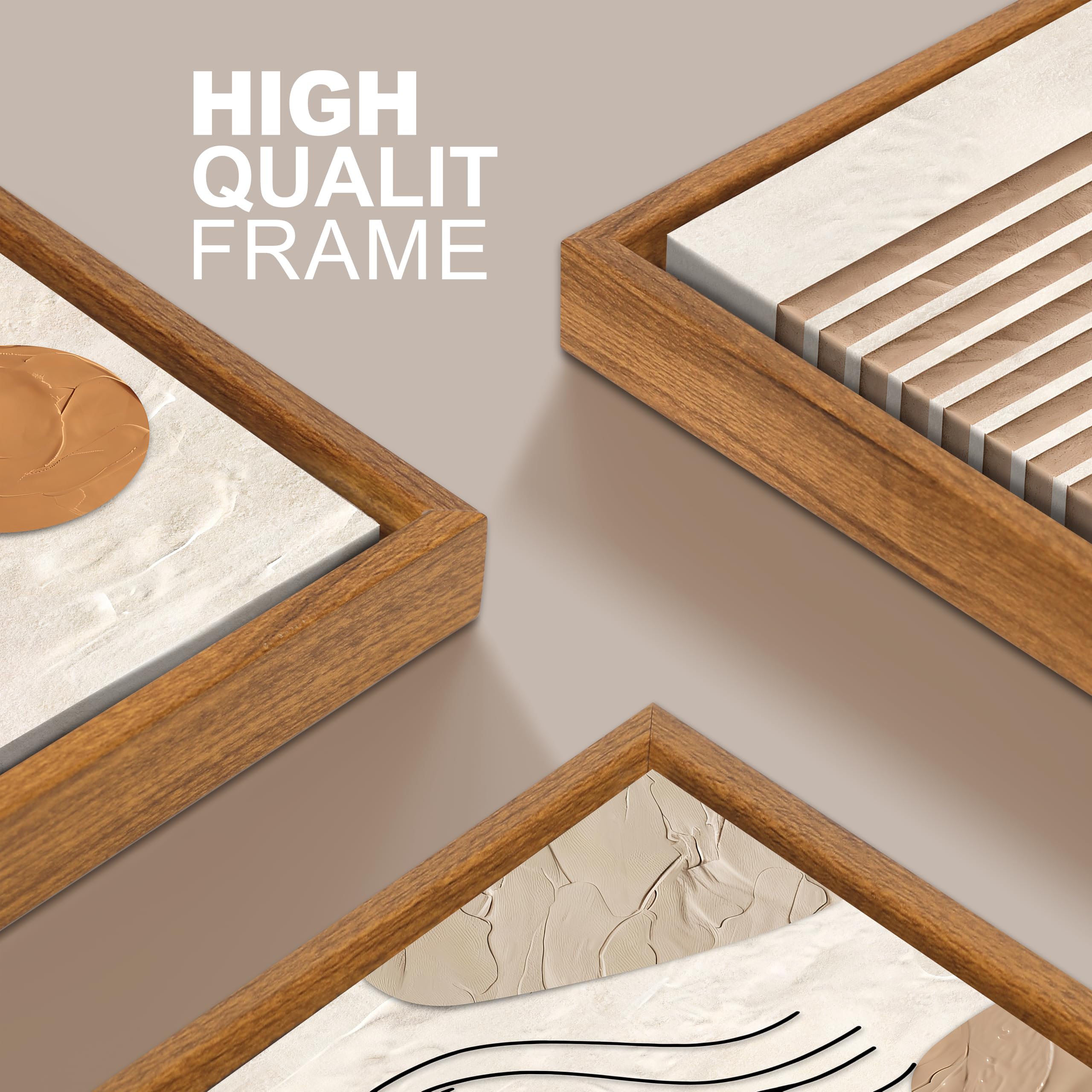 3 Pcs Wooden Framed Canvas Wall Art Set Bohemian Sage Green Canvas Prints Poster Geometric Line Beige Green Pictures for Living Room Bedroom Dinning Room Hallway Stairs Wall Decor 30x40cm x3pcs — view 471