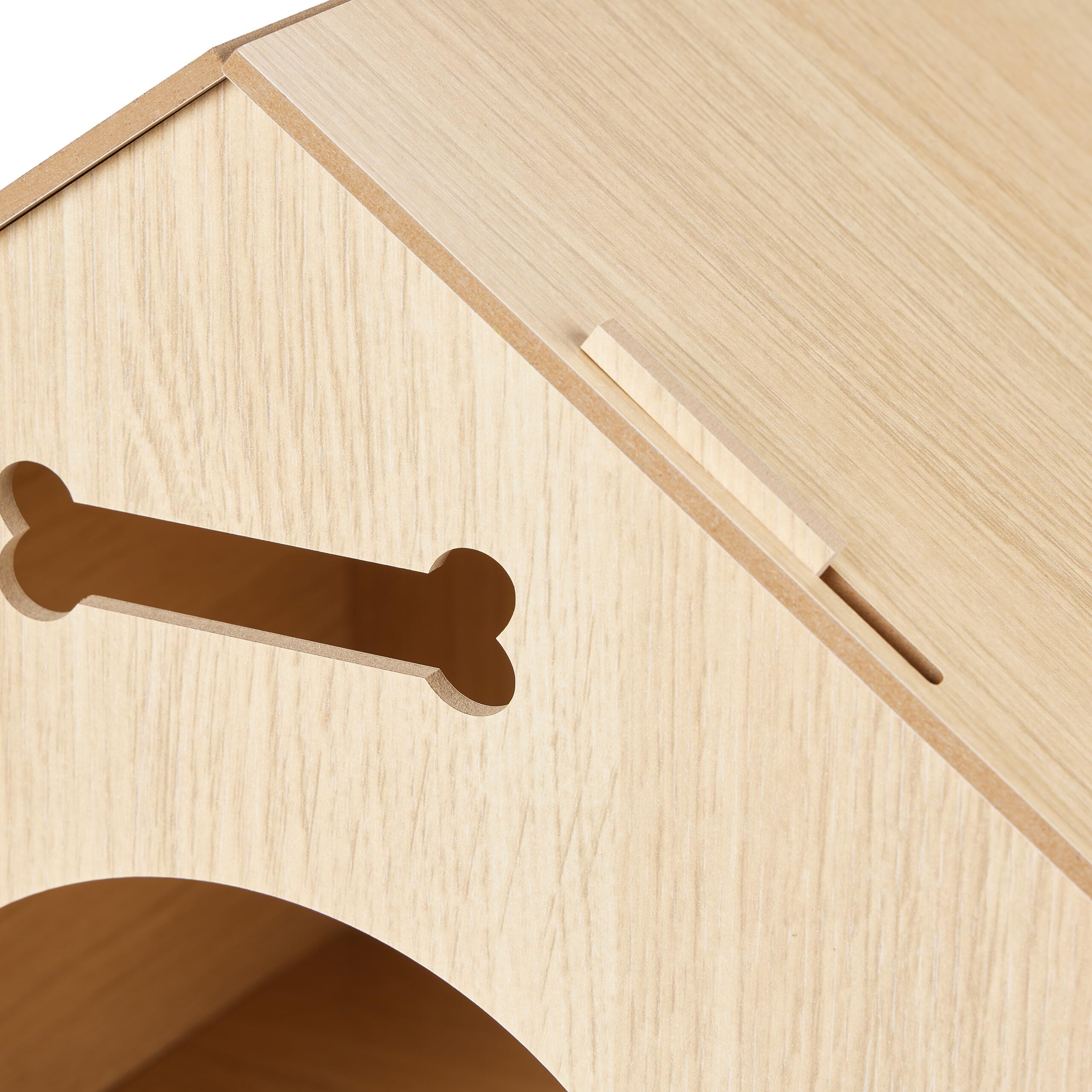 Relaxdays Hundehütte Indoor, Katzenhaus zum selber Bauen, Haustierhaus, für kleine Hunde & Katzen, Hundehöhle MDF, Natur