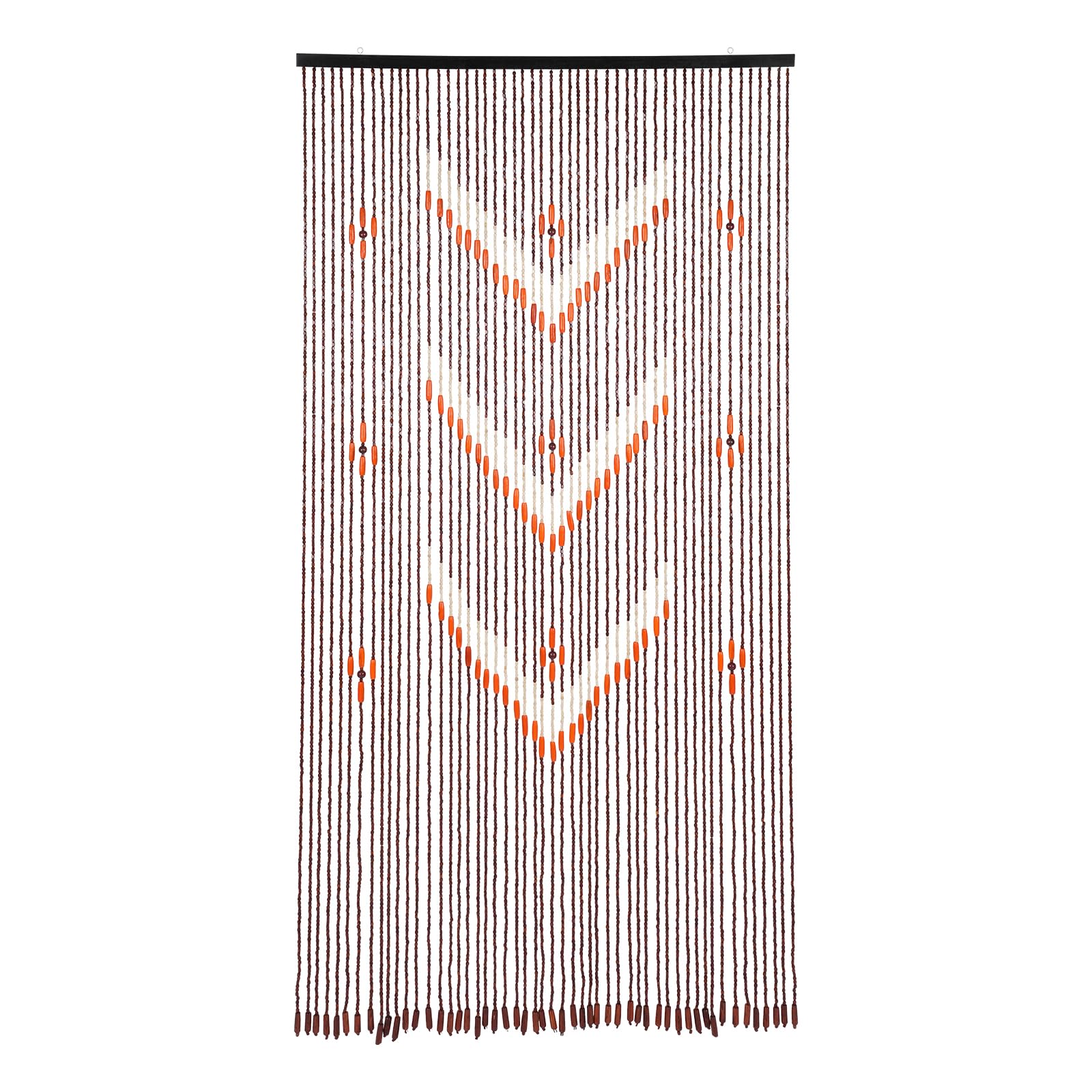 HUXMA Bamboo Wood Beaded Curtain 90x190cm 52 Strands V-Shape Coffee Color Doorway Curtain Room Divider Wooden Beads Door Curtain For Doorway Closet Hallway