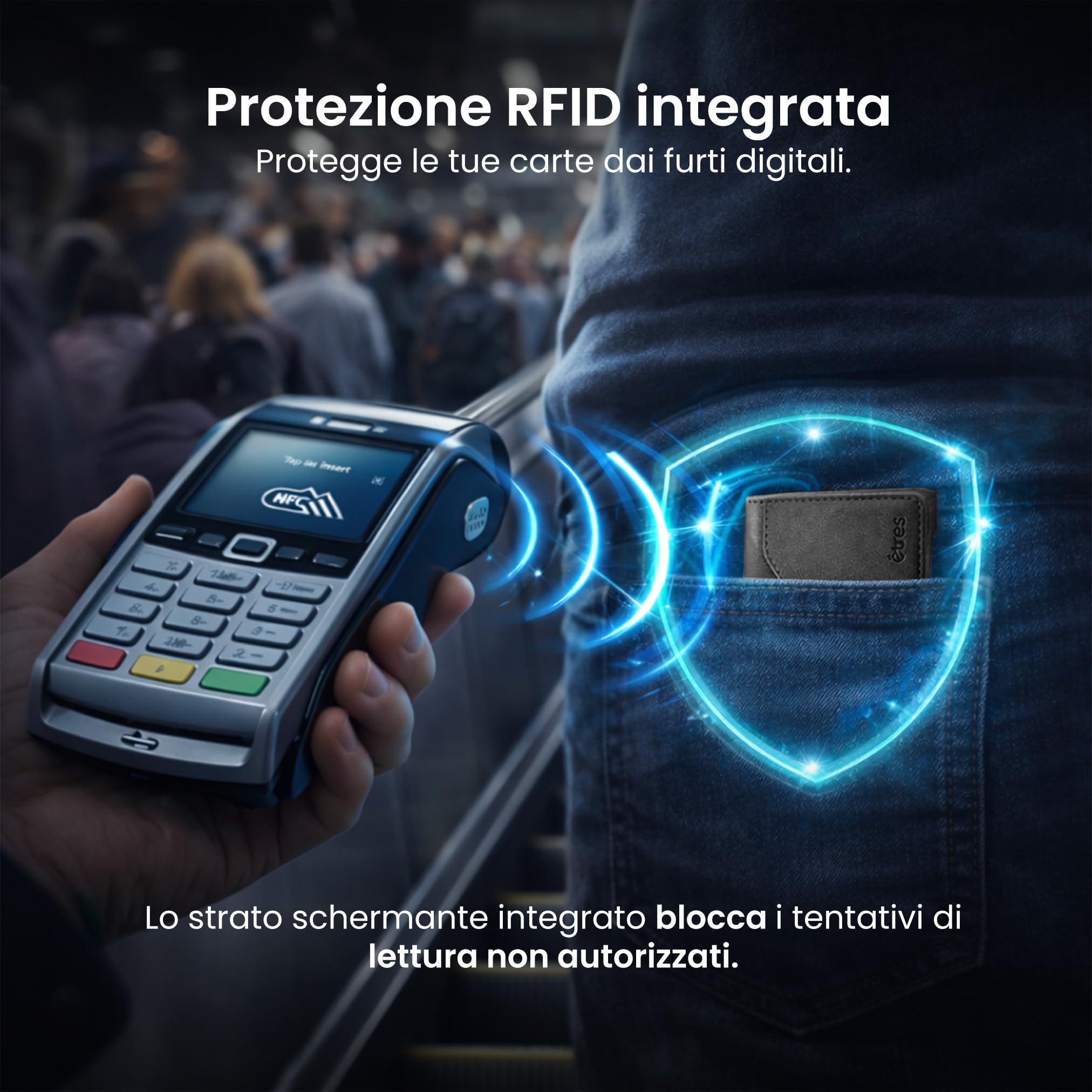 TECHMADE Etres Portafoglio Magsafe Compatibile per iPhone 17/16/15/14/13/12 - Portacarte Magnetico, RFID, in PU Leather - 6 Slot Carte + Tasca Contanti - Compatto, Unisex, Antiscivolo (NERO)