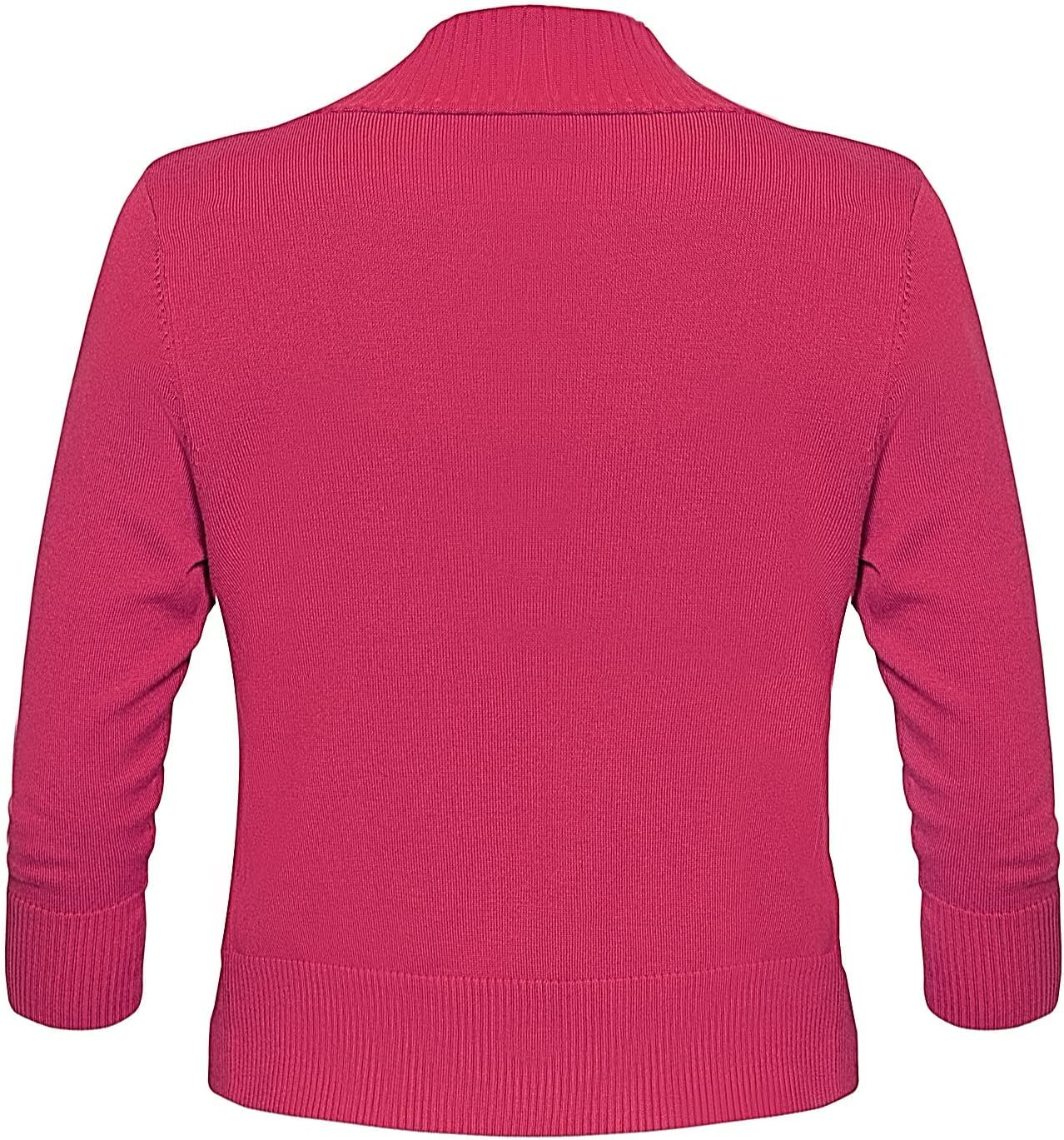 Women's 3/4 Sleeve Cropped Cardigan Sweaters Open Front Bolero Short Shrugs S-XL - Image 7