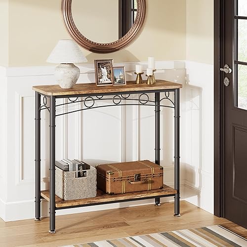 GAOMON Mesa consola pequeña, 31.5 pulgadas de largo x 11.8 pulgadas de ancho x 31.8 pulgadas de alto, mesa de sofá retro con almacenamiento, 2