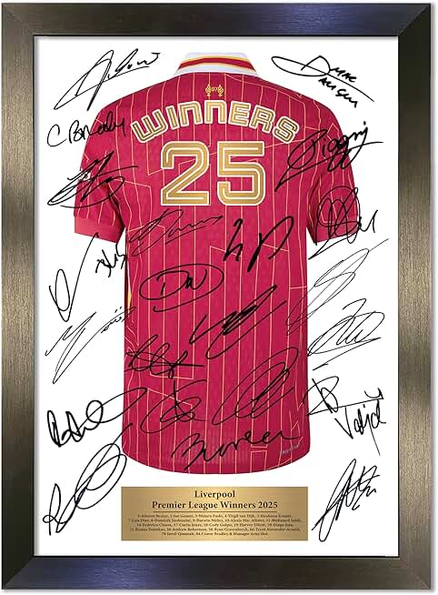 Premiership Winners Liverpool 2025 Limited Edition Diogo Jota Signed A3 Shirt Reproduction Autograph Poster Print Display (Frame Size 460 x 340mm) Display No163