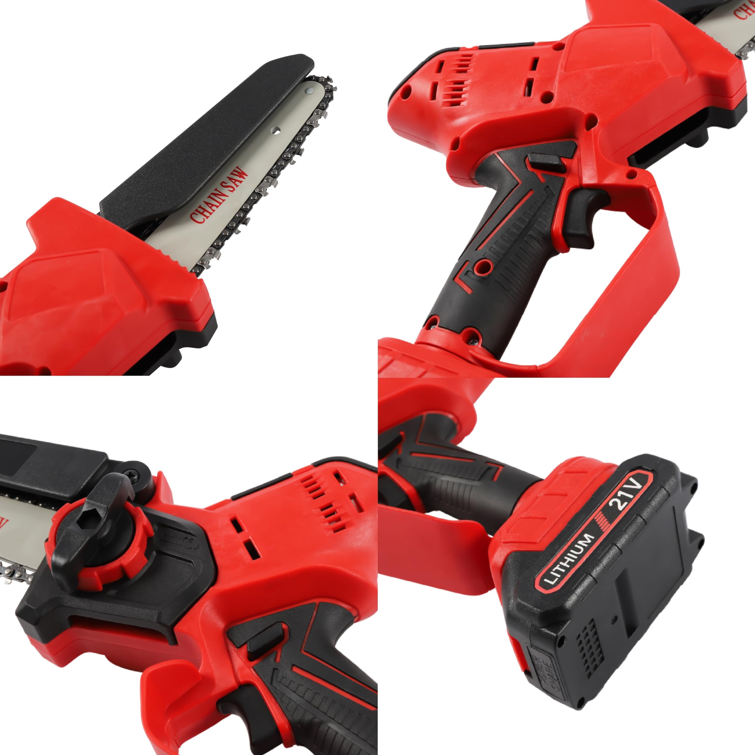 Mini akumulatorowa piła łańcuchowa 21 V z brzeszczotem ze stali węglowej 65 #, przenośna, 16 cm, elektryczna piła łańcuchowa z 2 bateriami litowymi, lekka akumulatorowa piła łańcuchowa do nożyc